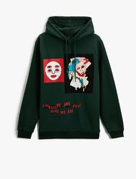 Baskılı Kapüşonlu Sweatshirt