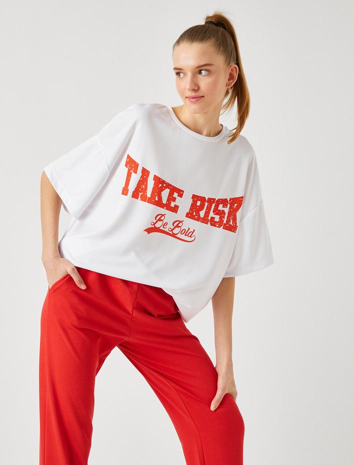  Oversize Baskılı Spor Tişört