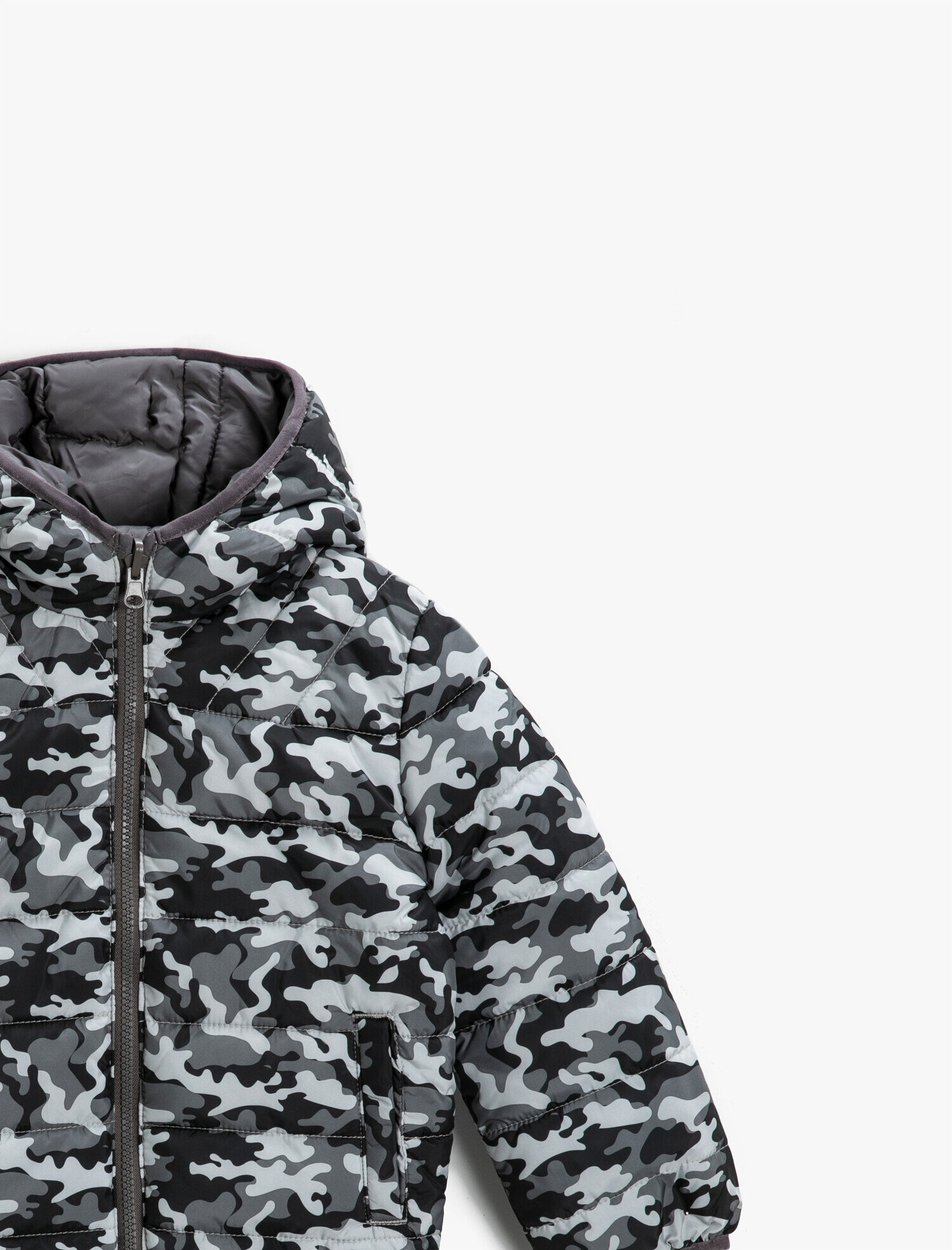 Erkek Çocuk Kapüşonlu Fermuarlı Anorak Şişme Mont