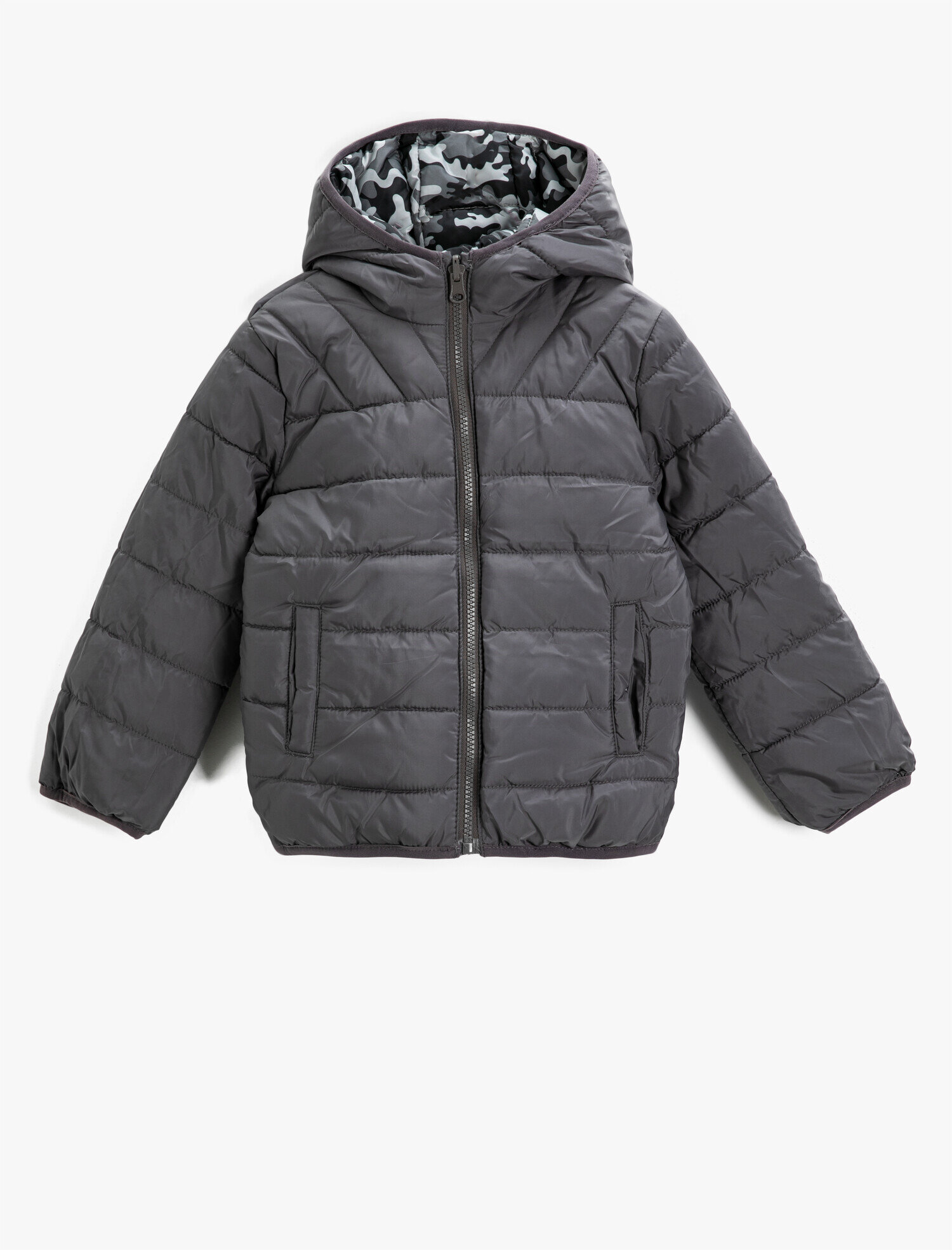 Erkek Çocuk Kapüşonlu Fermuarlı Anorak Şişme Mont