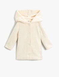 Dokulu Kapüşonlu Kaban Cepli Uzun Kollu