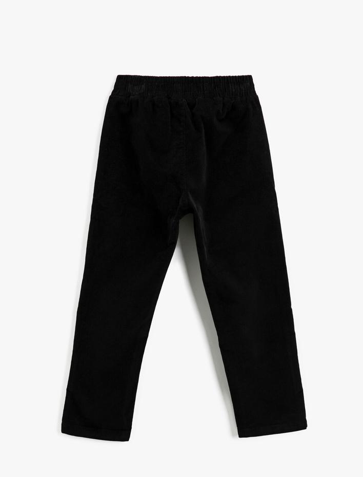 Erkek Çocuk Kadife Pantolon Beli Bağlamalı Cepli Pamuklu