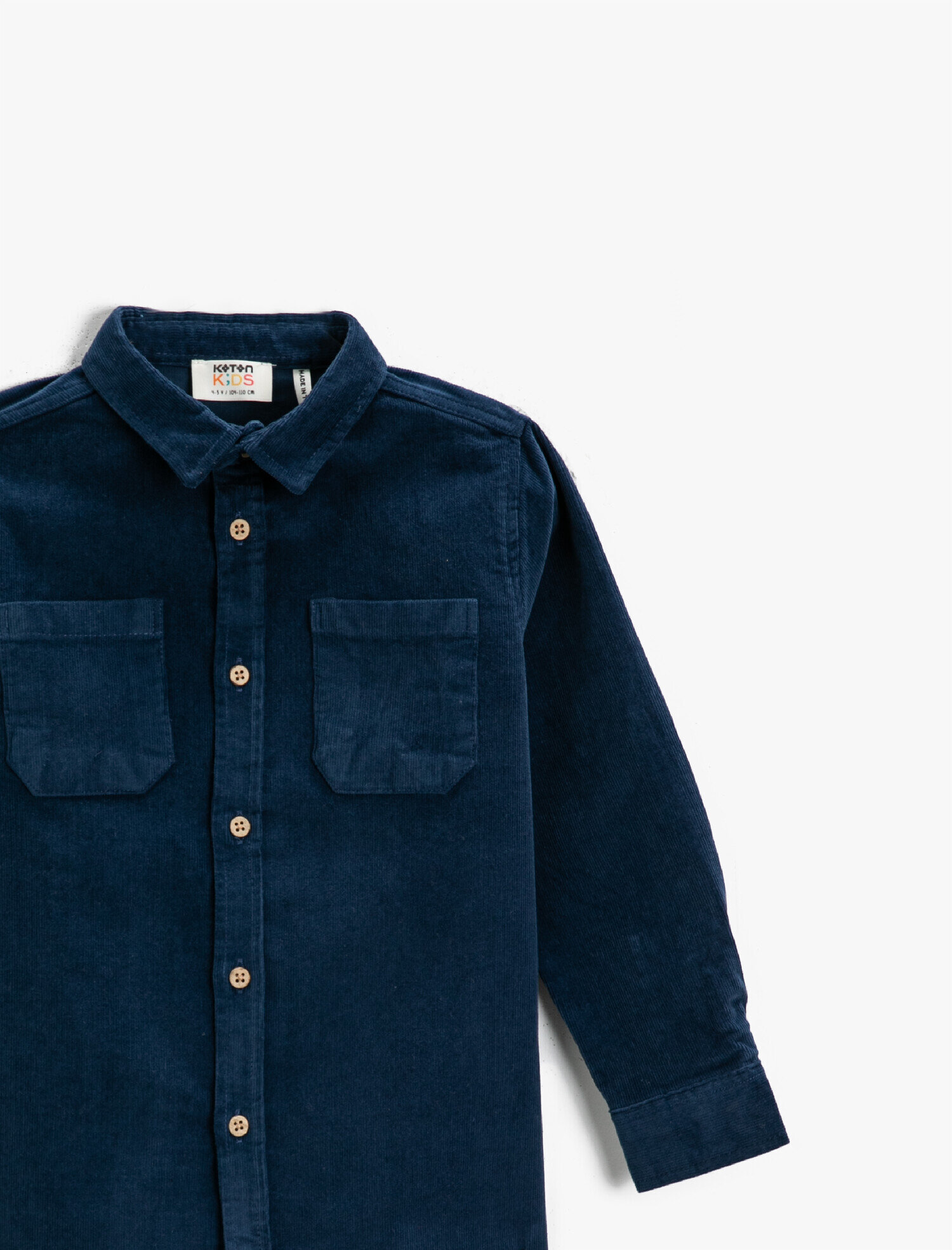  Erkek Çocuk Uzun Kollu Kadife Gömlek Çift Cepli Pamuklu