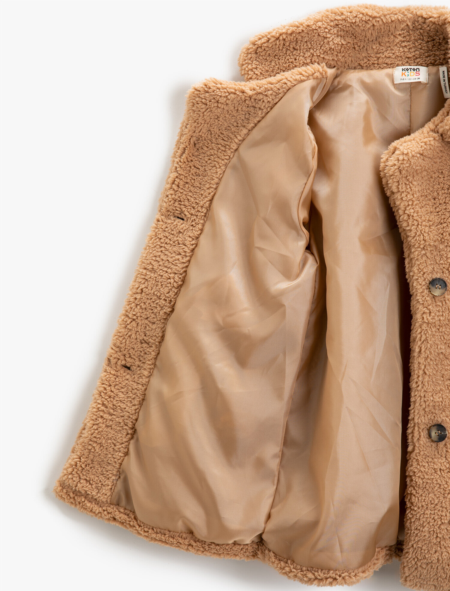  Kız Çocuk Peluş Mont Cepli Dik Yakalı