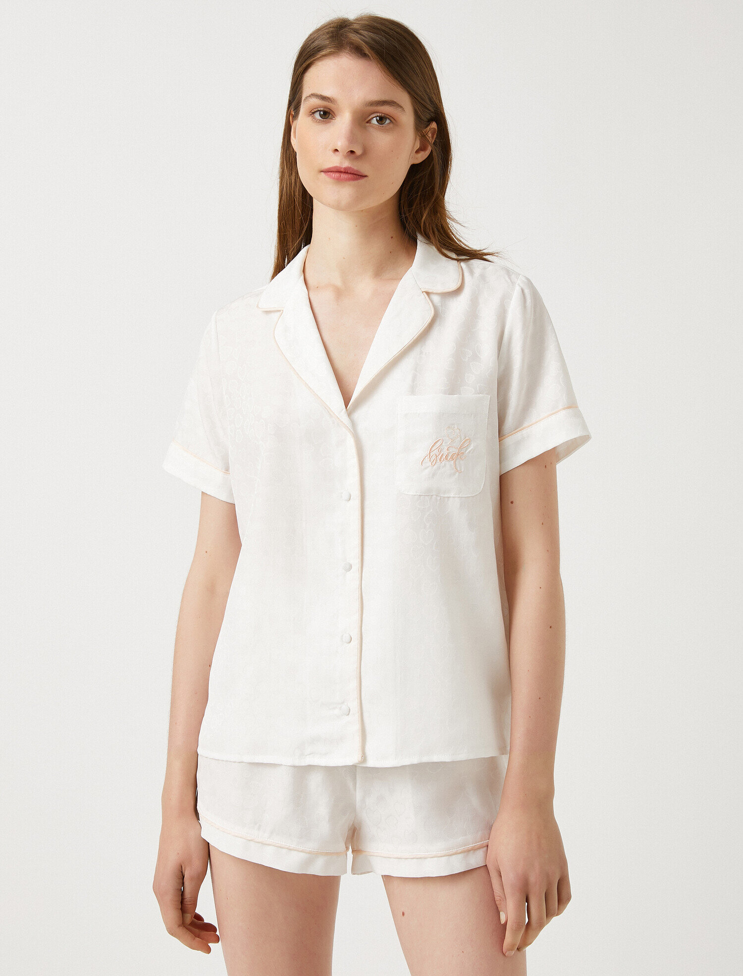   Pijama Üstü Gömlek Yaka Kısa Kollu Bridal