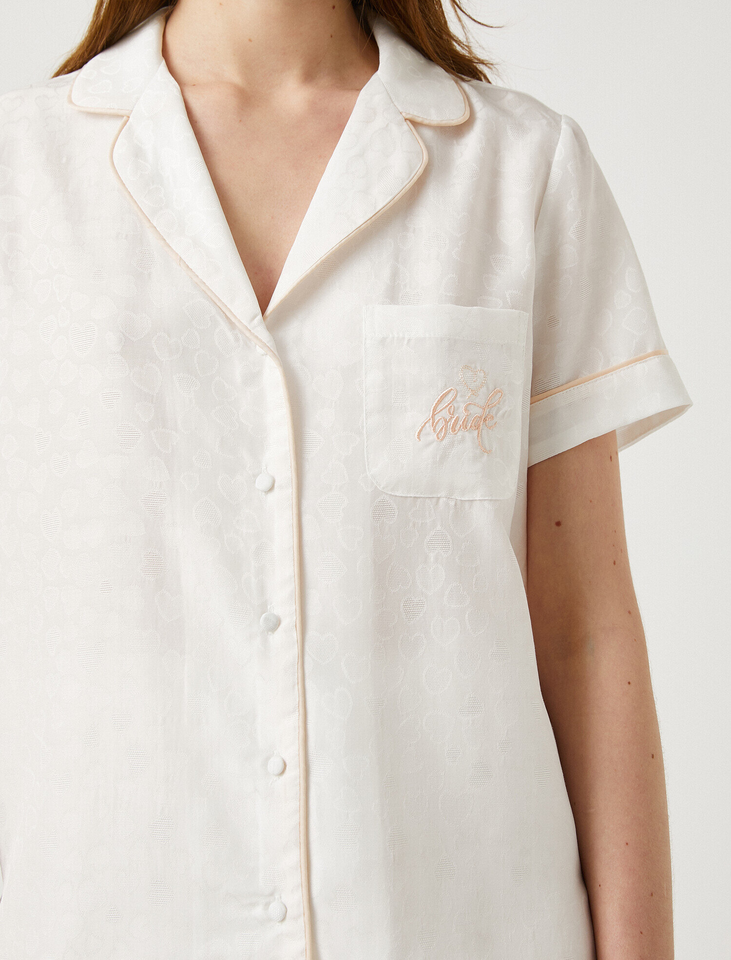   Pijama Üstü Gömlek Yaka Kısa Kollu Bridal