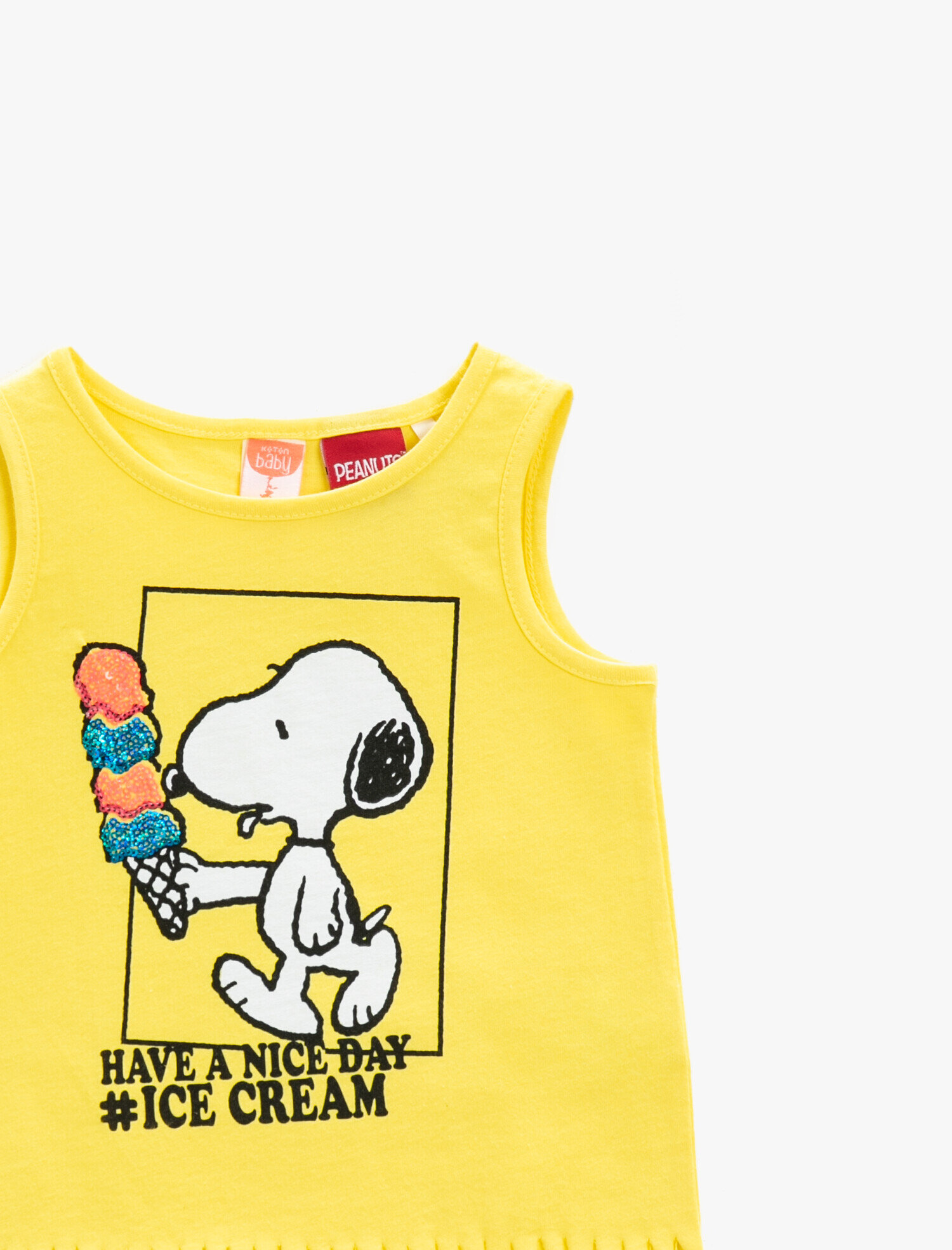  Kız Bebek Snoopy Atlet Pamuklu Püsküllü Lisanslı Baskılı