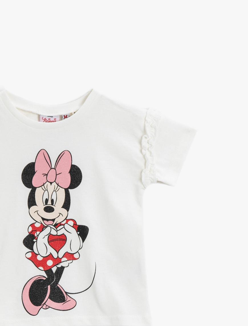  Kız Bebek Minnie Mouse Tişört Lisanslı Pamuklu