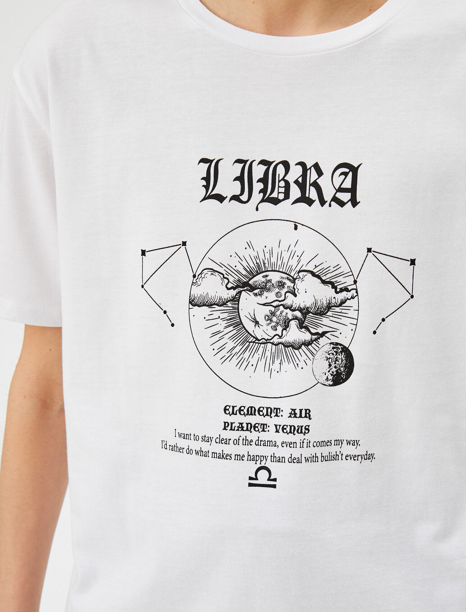   Terazi Burcu - Yazılı Baskılı Tişört Bisiklet Yaka Pamuklu