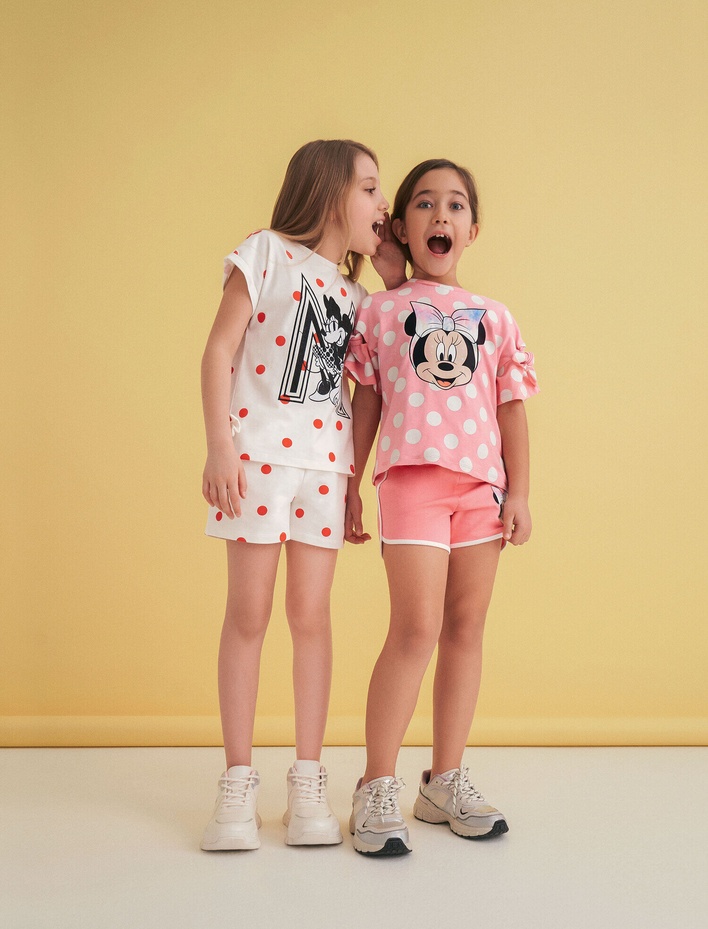 Kız Çocuk Mickey Mouse Tişört Baskılı Lisanslı Pamuklu