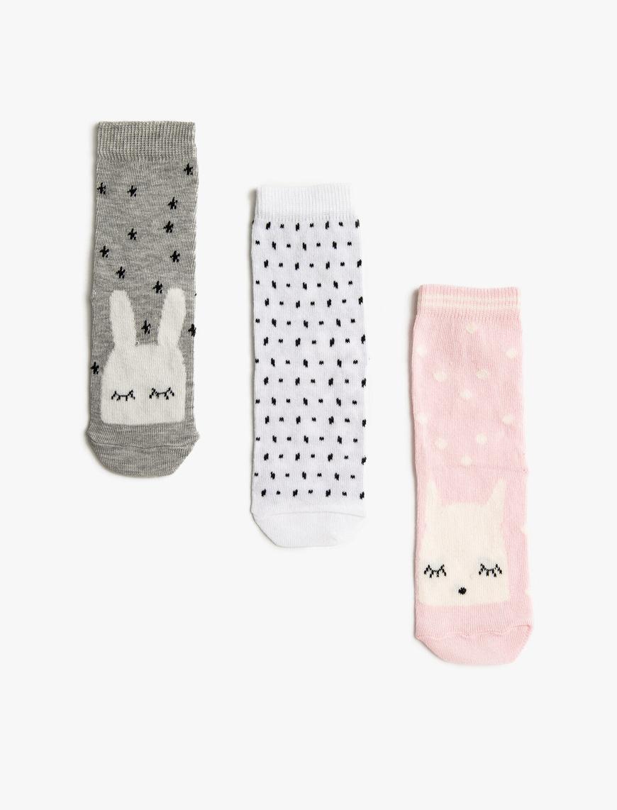  Kız Çocuk Çoklu Desenli Pamuklu Çorap Seti