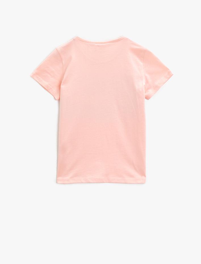 Kız Çocuk Yazılı Tişört Kısa Kollu Pamuklu Bisiklet Yaka