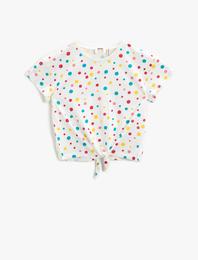 Puantiyeli Tişört Bisiklet Yaka Kısa Kollu