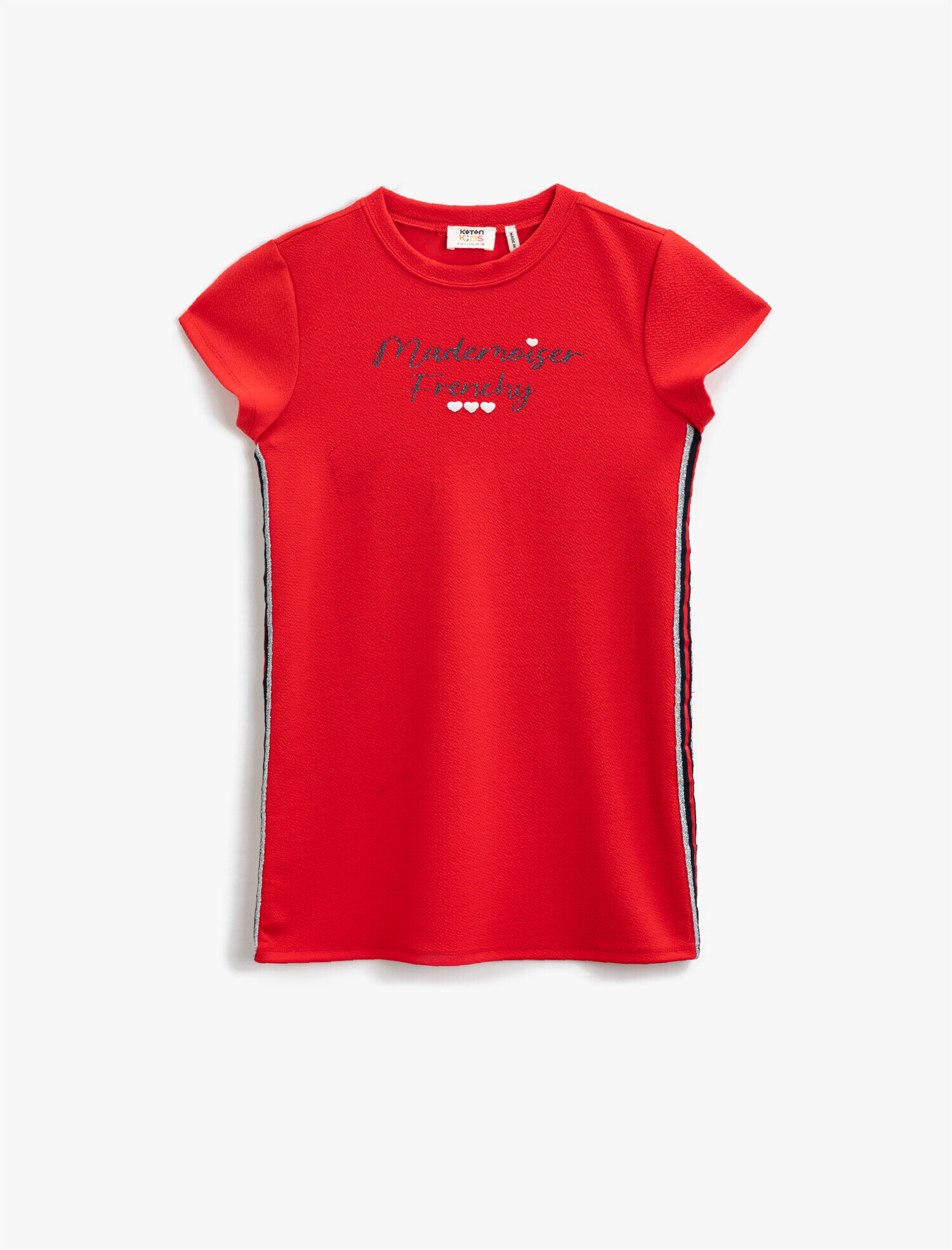  Kız Çocuk Yazılı Elbise Kısa Kollu Bisiklet Yaka