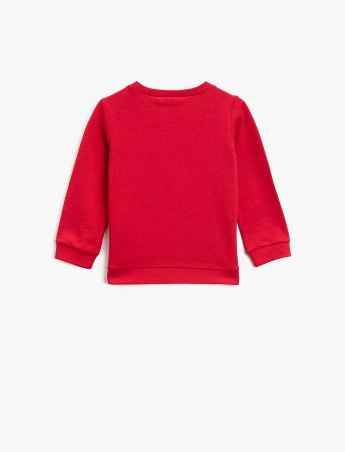 Erkek Bebek Pamuklu Baskılı  Bisiklet Yaka Uzun Kollu Sweatshirt