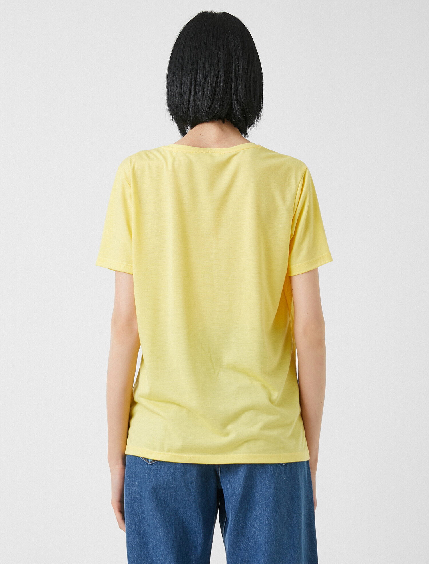   Baskılı Tişört Bisiklet Yaka Kısa Kollu Oversize