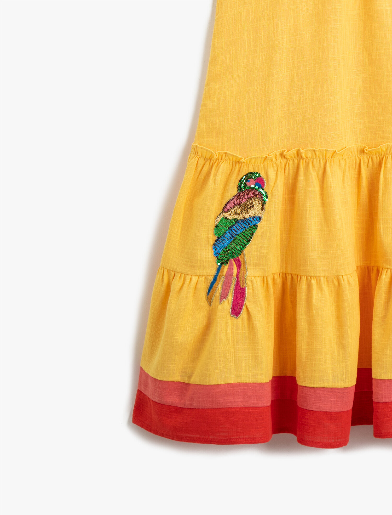  Kız Çocuk Pullu Elbise Renk Bloklu Pamuklu