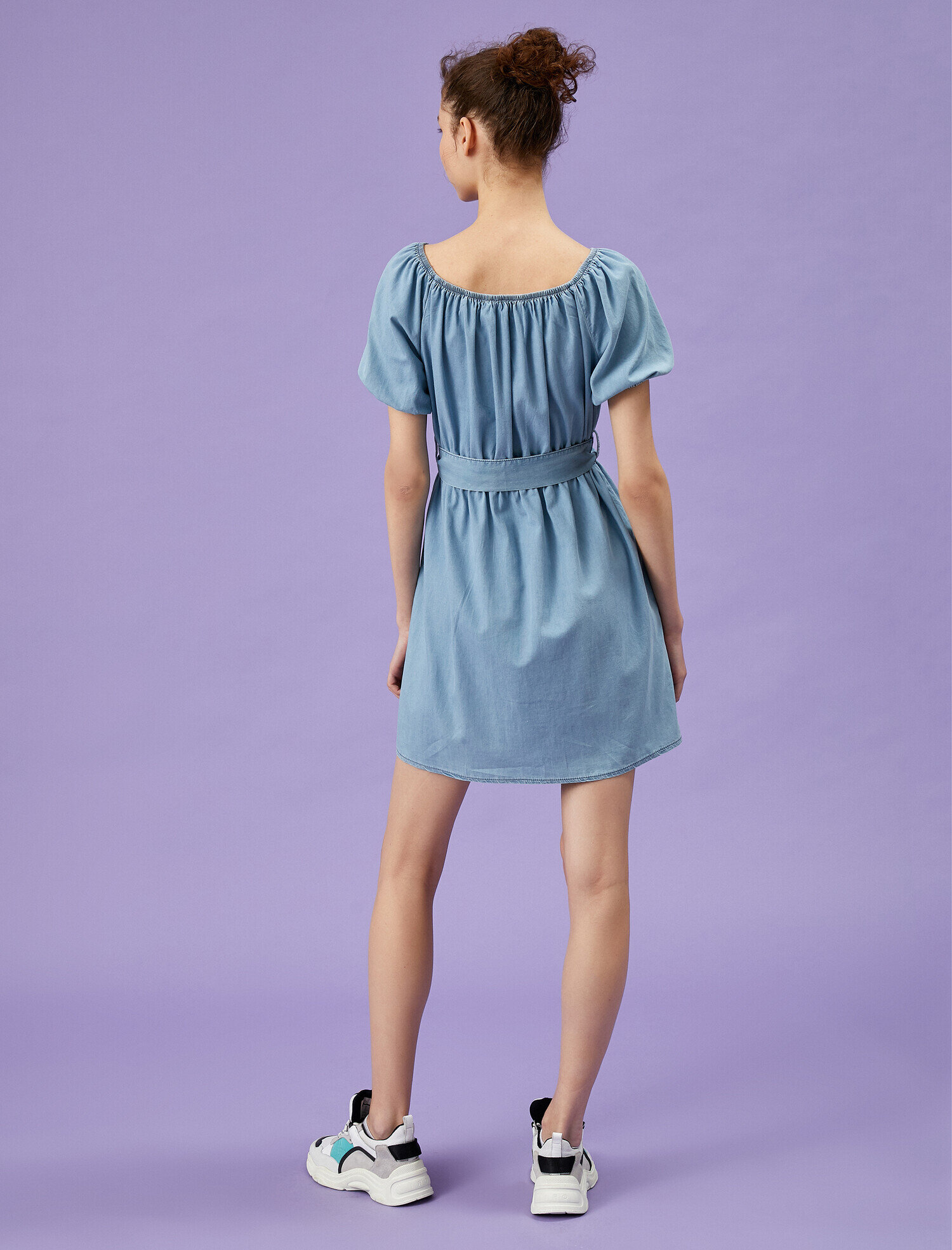   Düğme Detaylı Kot Elbise