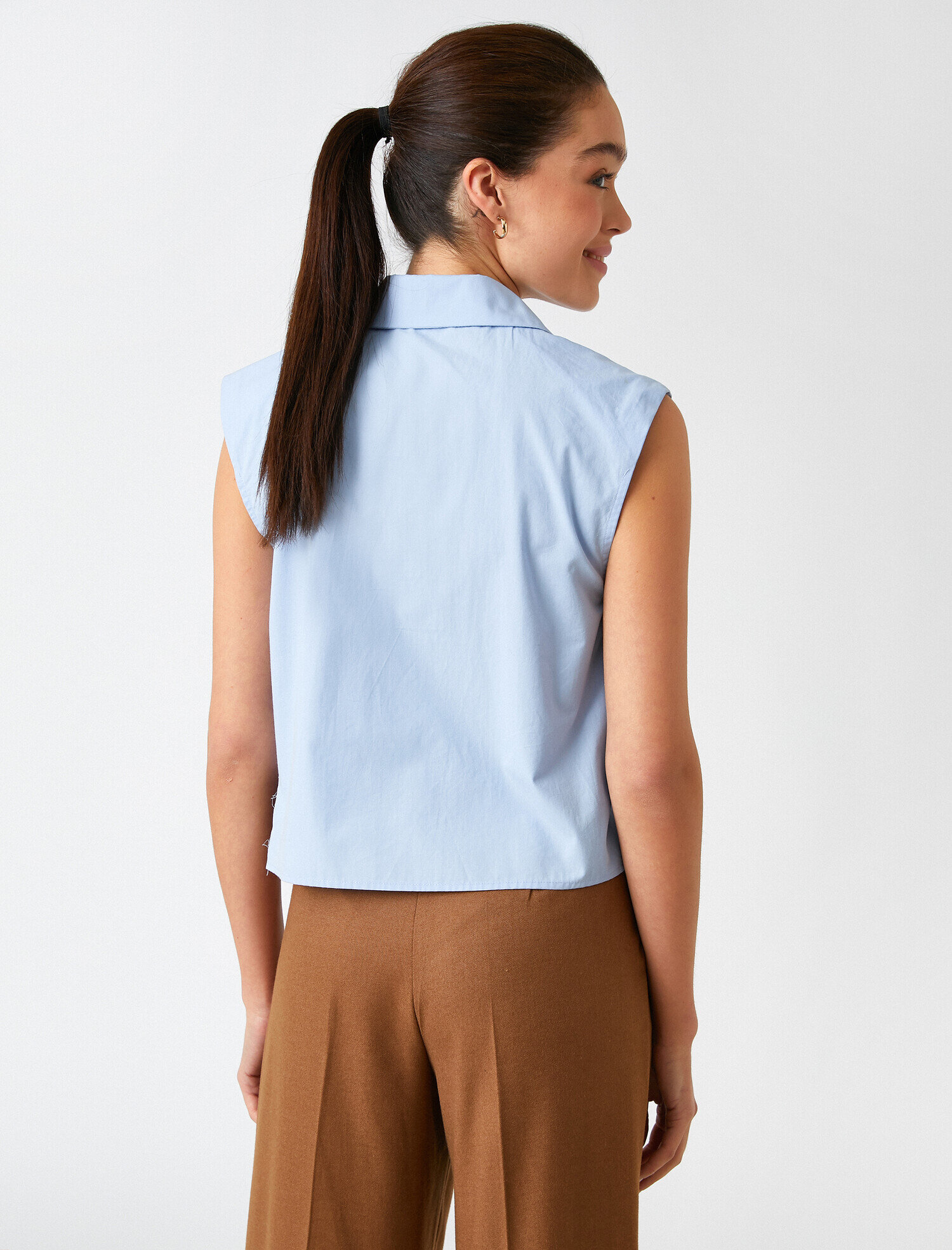   Poplin Vatkalı Gömlek Kolsuz