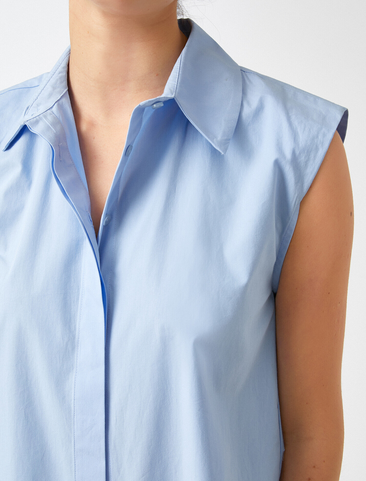   Poplin Vatkalı Gömlek Kolsuz