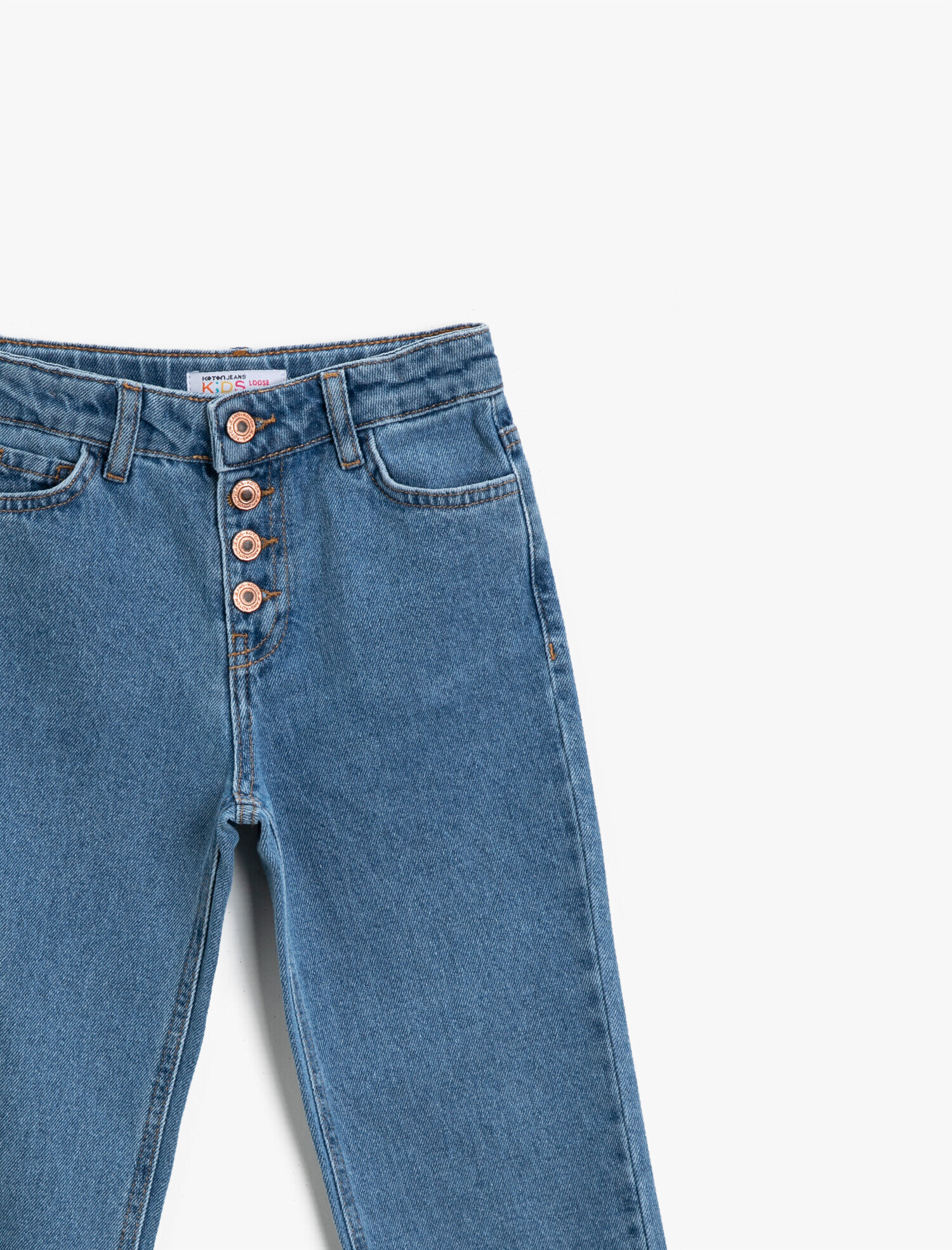 Kız Çocuk Kot Pantolon Pamuklu Cepli Paçası Lastikli - Jegging Jean