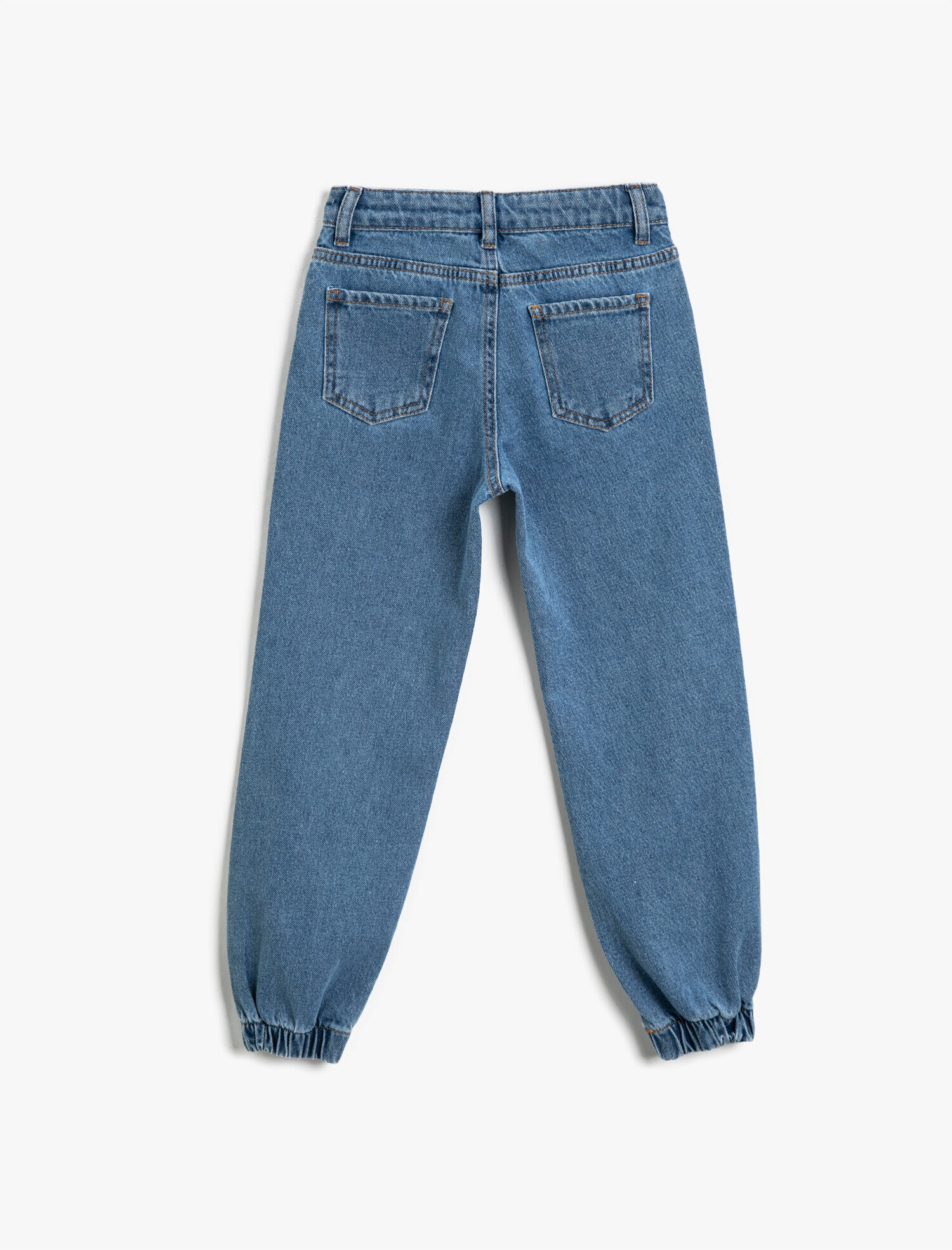 Kız Çocuk Kot Pantolon Pamuklu Cepli Paçası Lastikli - Jegging Jean