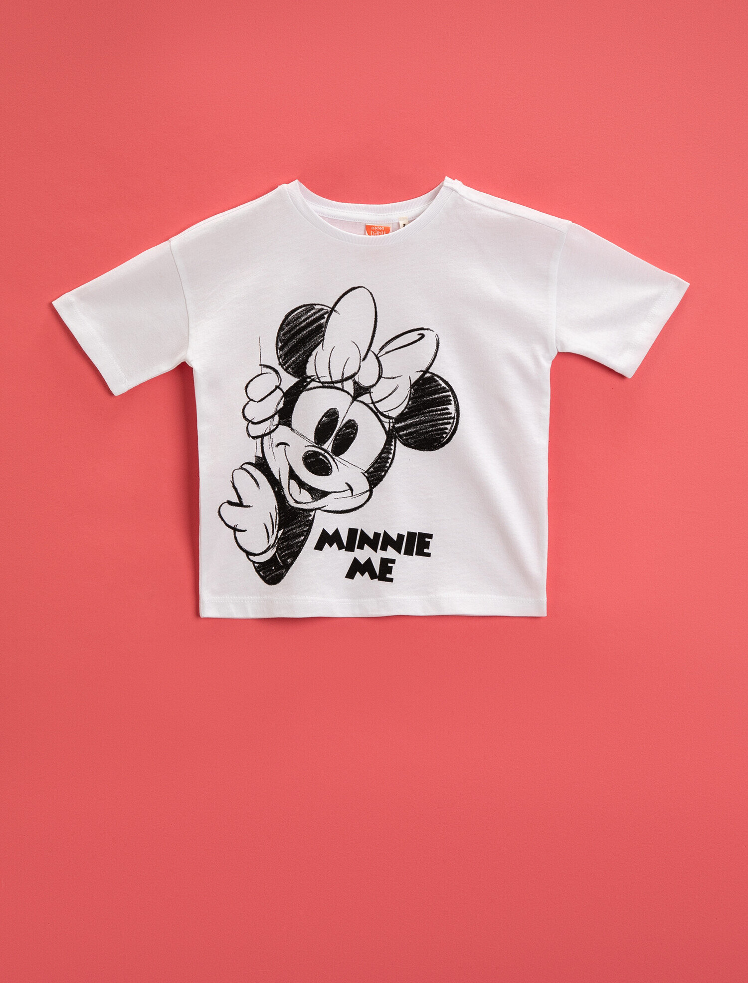  Kız Bebek Minnie Mouse Tişört Lisanslı Baskılı Bisiklet Yaka Pamuklu