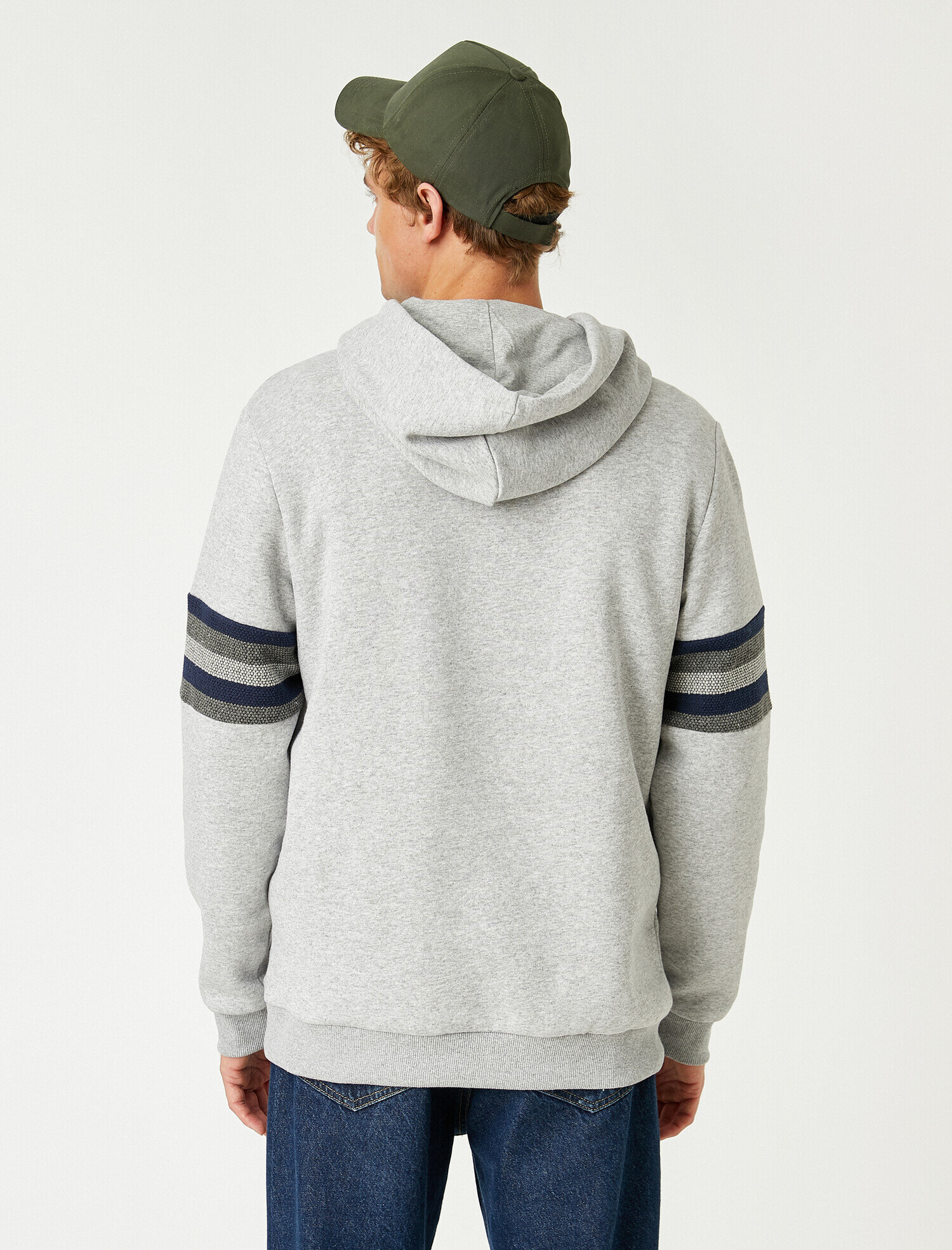   Kolu Şeritli Kapüşonlu Sweatshirt