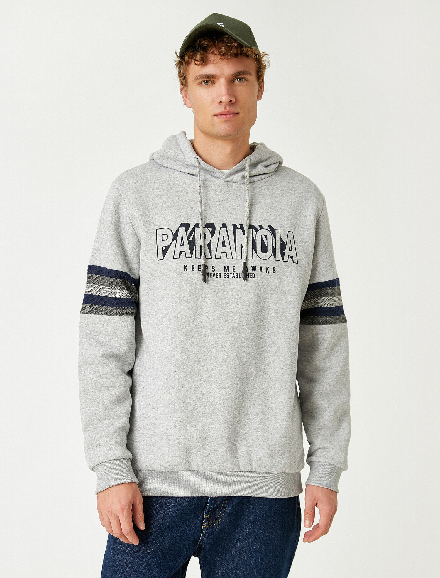   Kolu Şeritli Kapüşonlu Sweatshirt