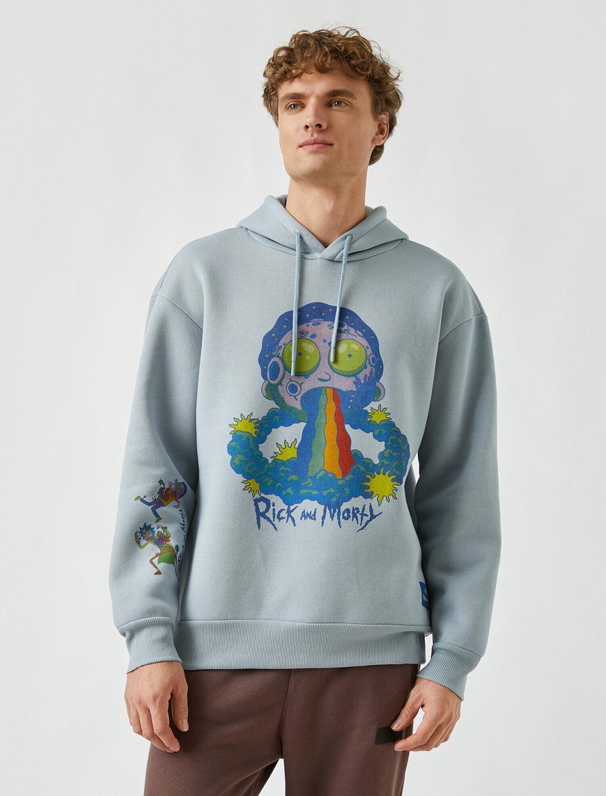   Rick and Morty Kapşonlu Sweatshirt Lisanslı Baskılı