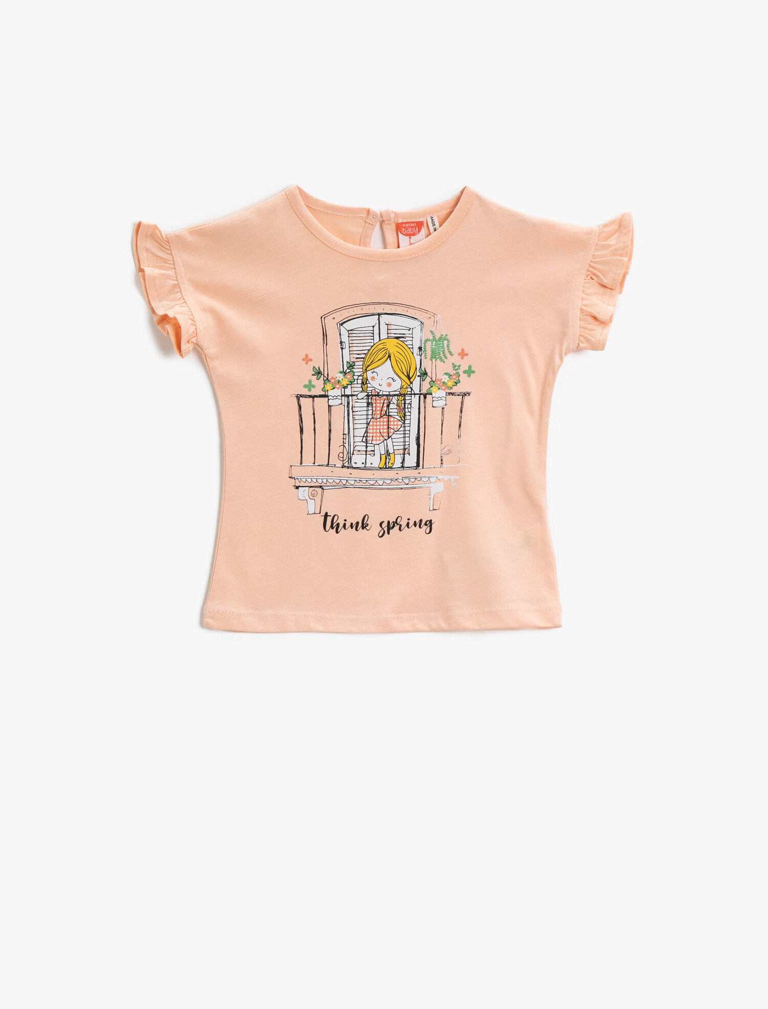  Kız Bebek Fırfırlı Tişört Pamuklu Baskılı