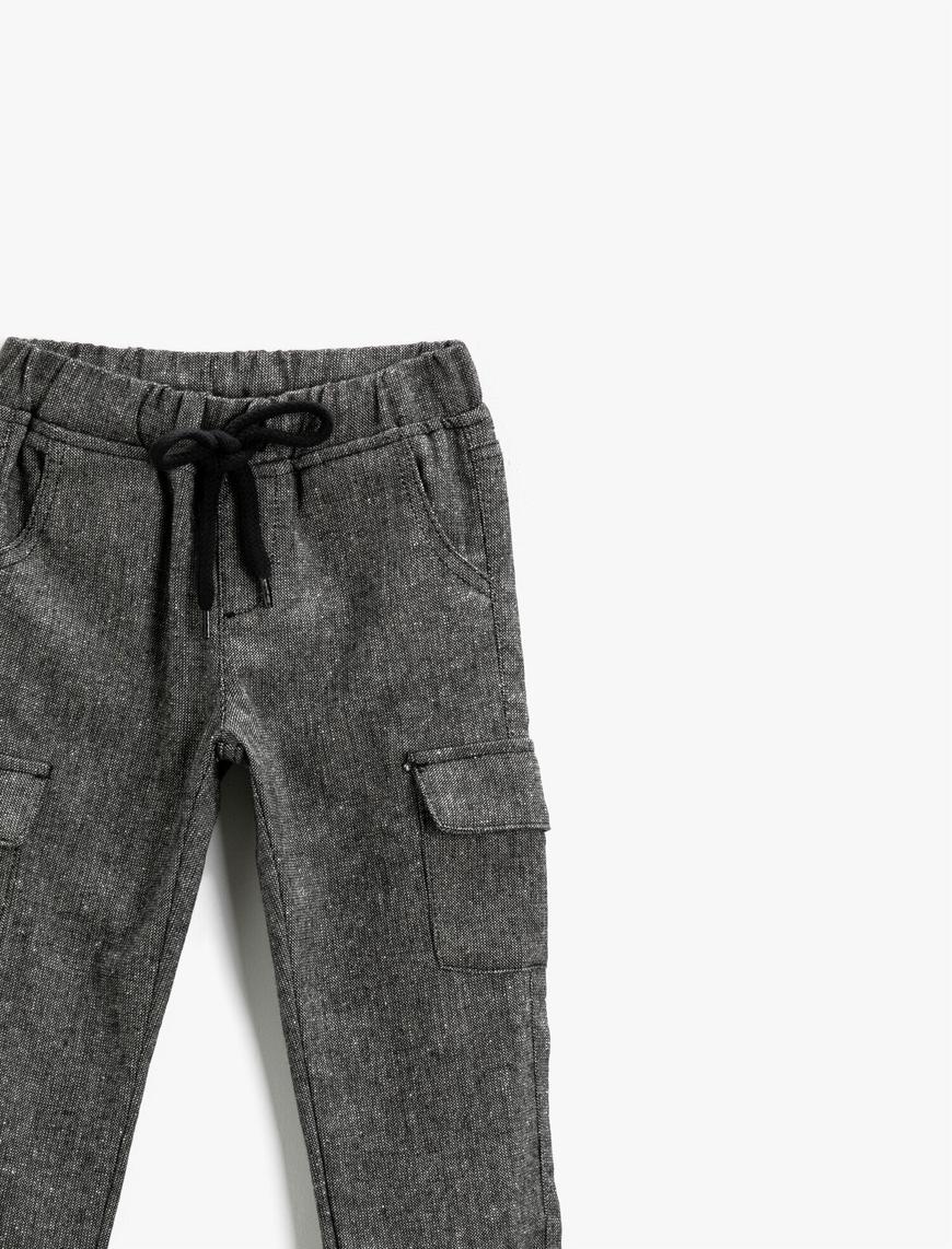  Erkek Çocuk Jogger Kargo Pantolon Beli Bağlamalı