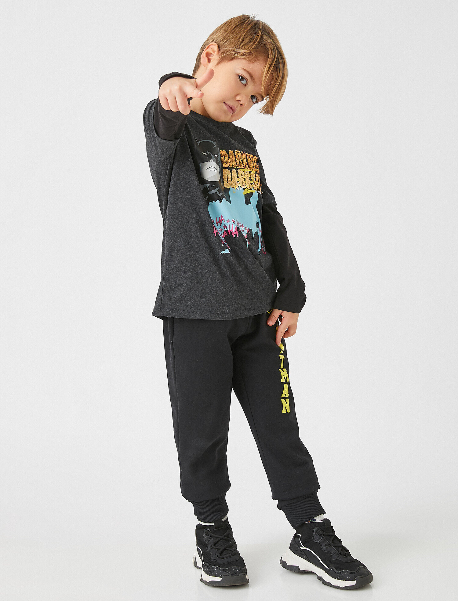  Erkek Çocuk Batman Lisanslı Eşofman Altı Baskılı Jogger Pamuklu