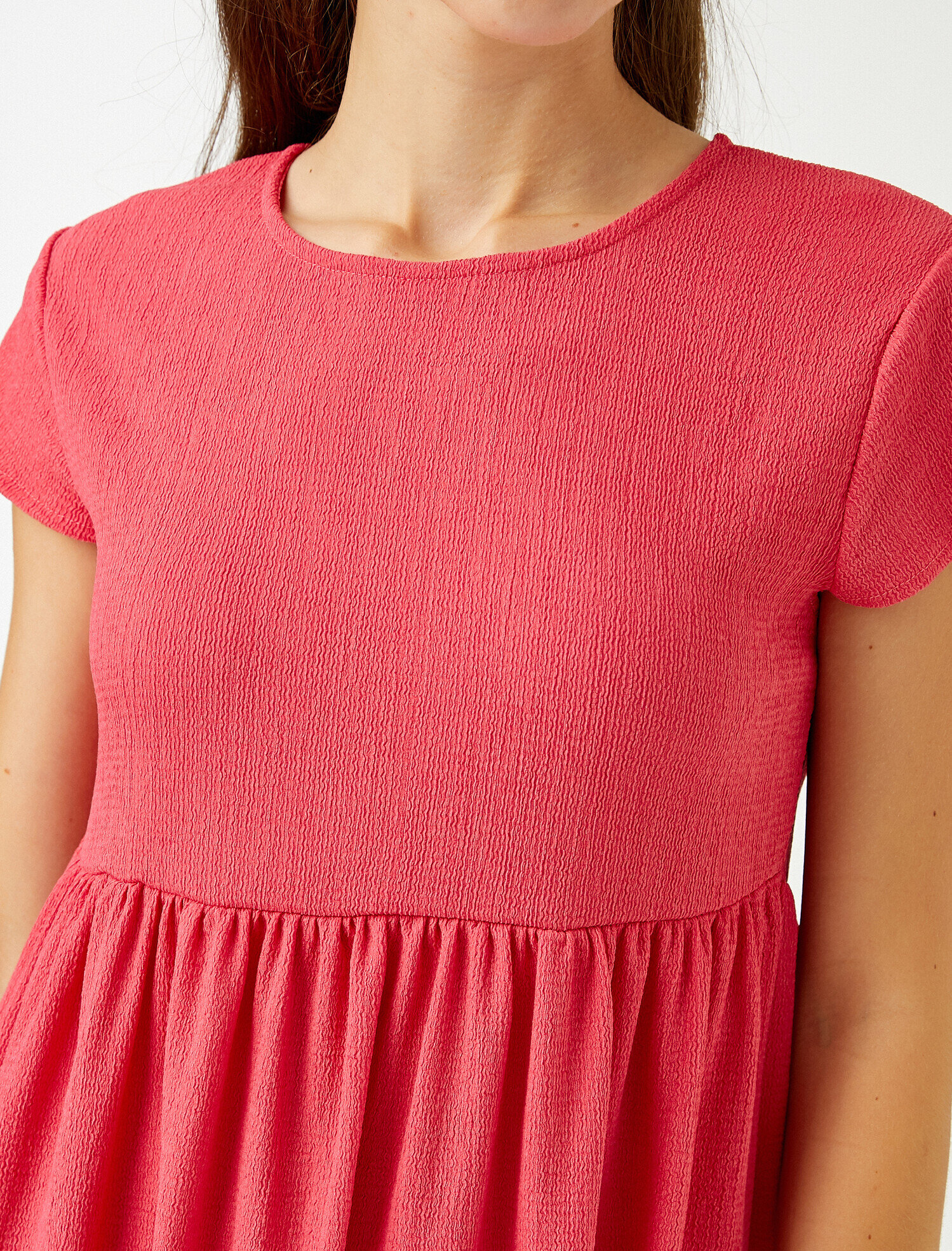   Kısa Kollu Elbise Bisiklet Yaka