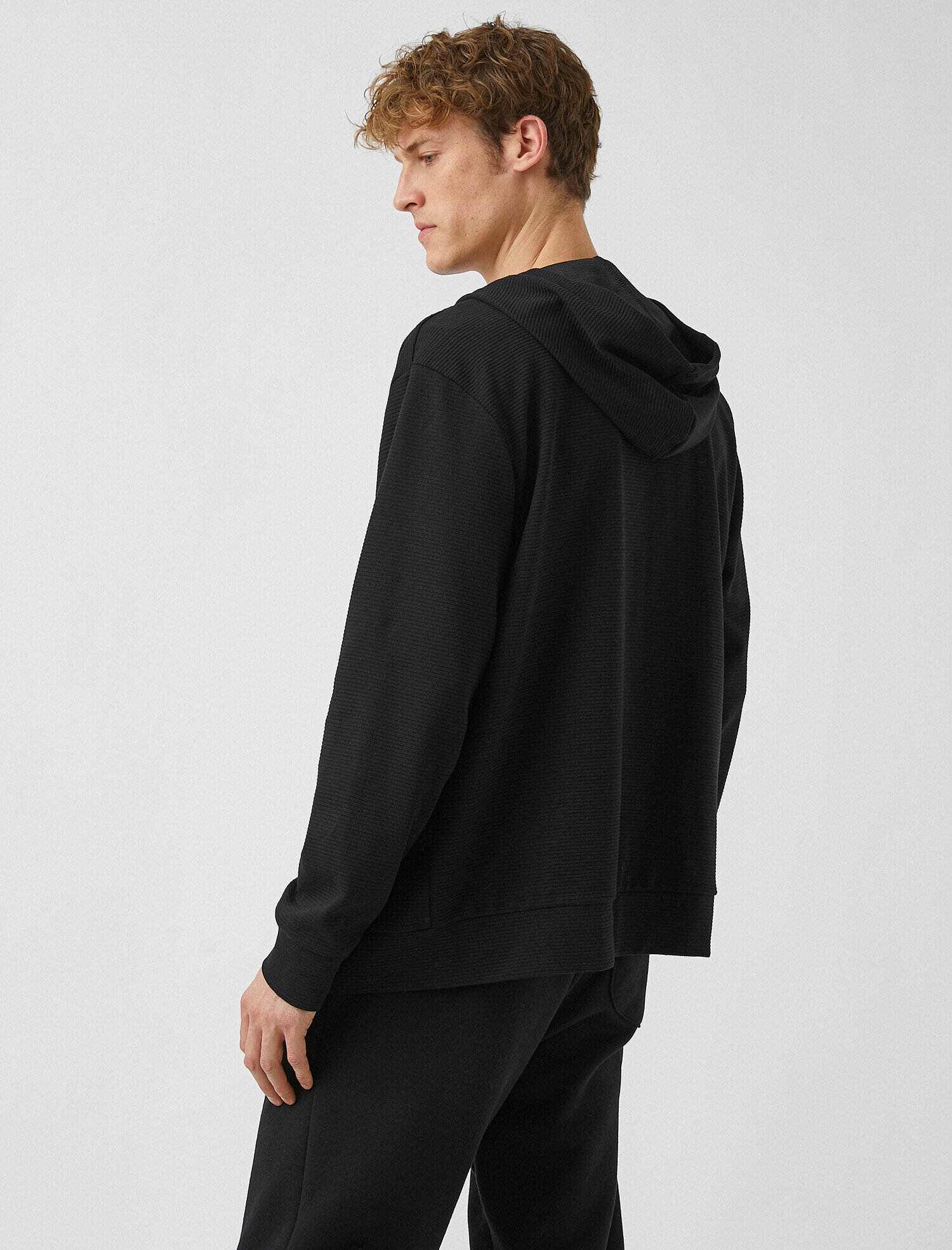   Fitilli Kumaş Kapüşonlu Sweatshirt