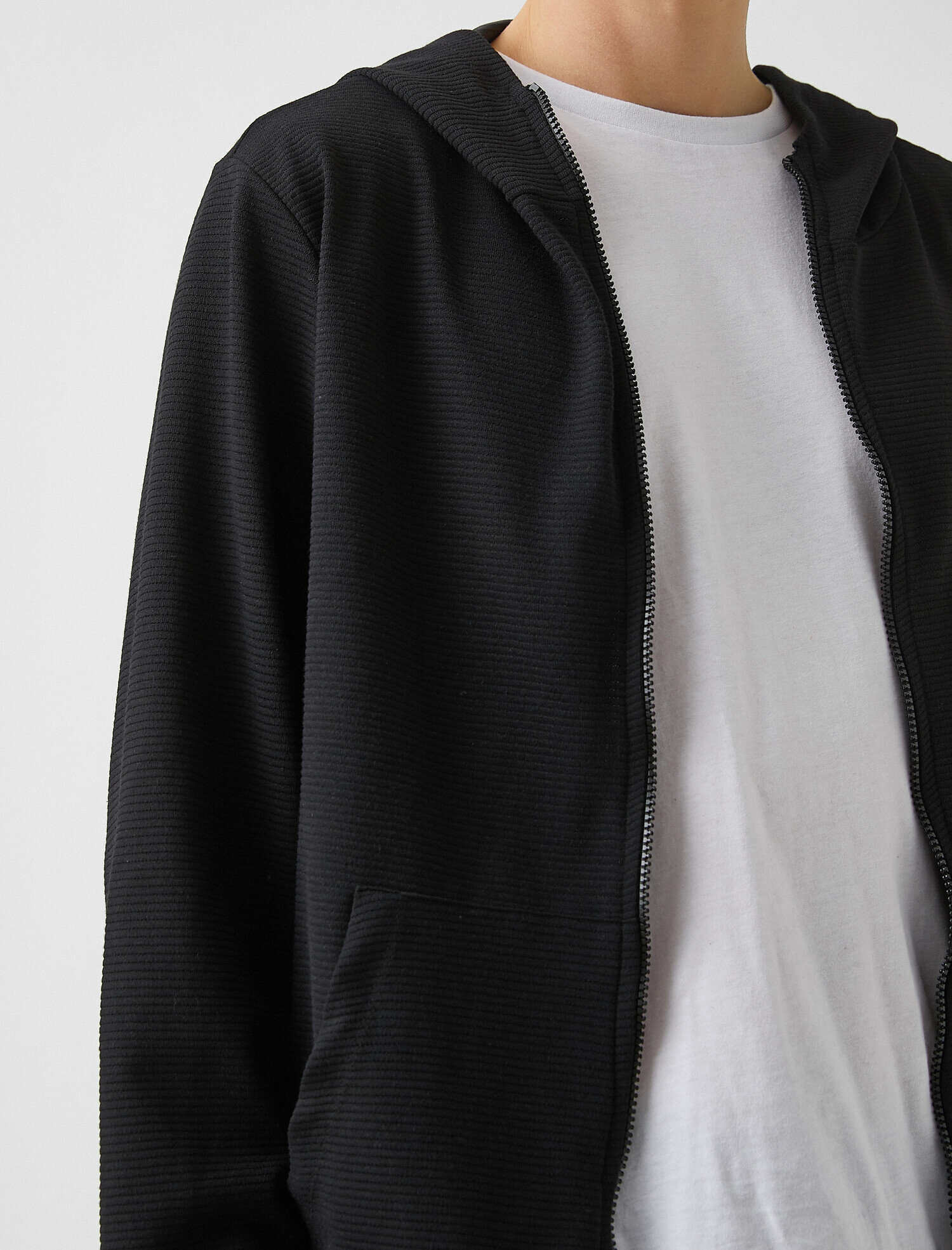   Fitilli Kumaş Kapüşonlu Sweatshirt