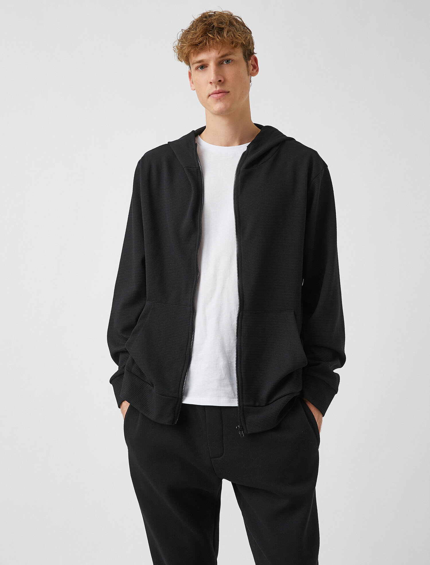   Fitilli Kumaş Kapüşonlu Sweatshirt