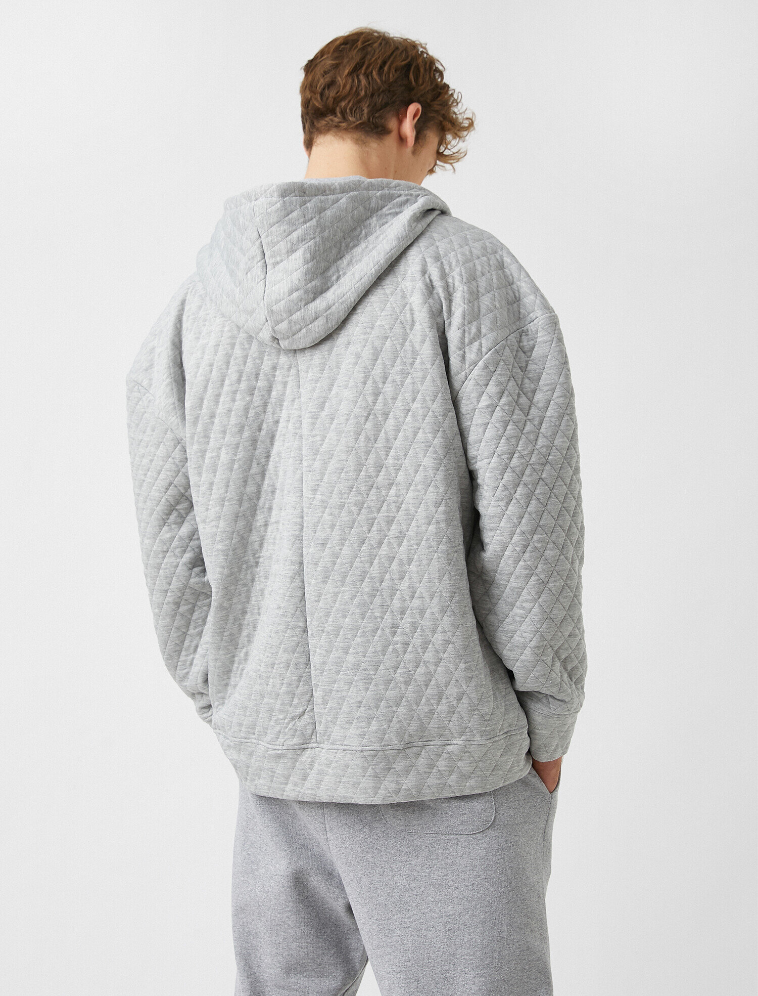   Kapitone Fermuarlı Kapüşonlu Sweatshirt