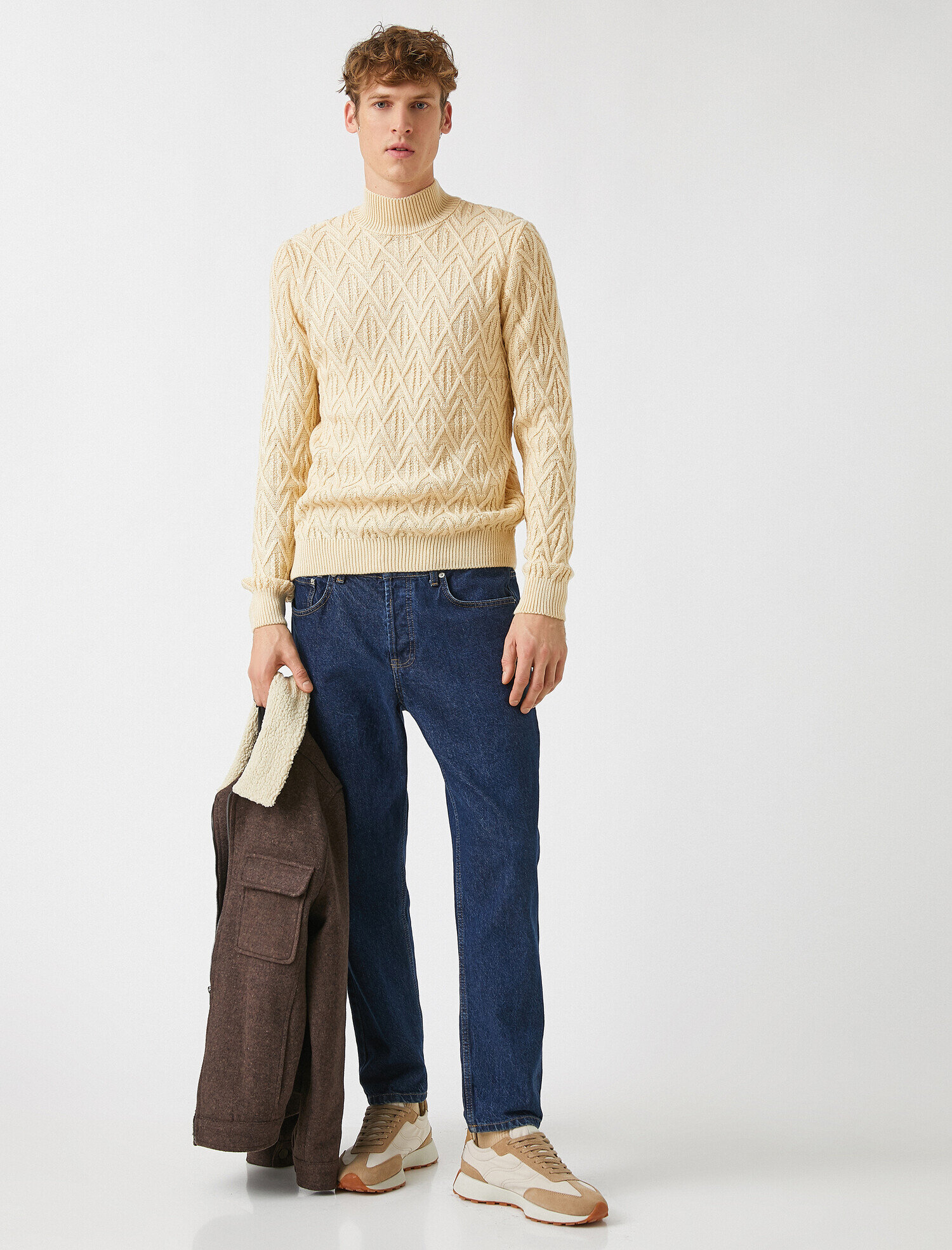   Balıkçı Yaka Jakarlı Kazak