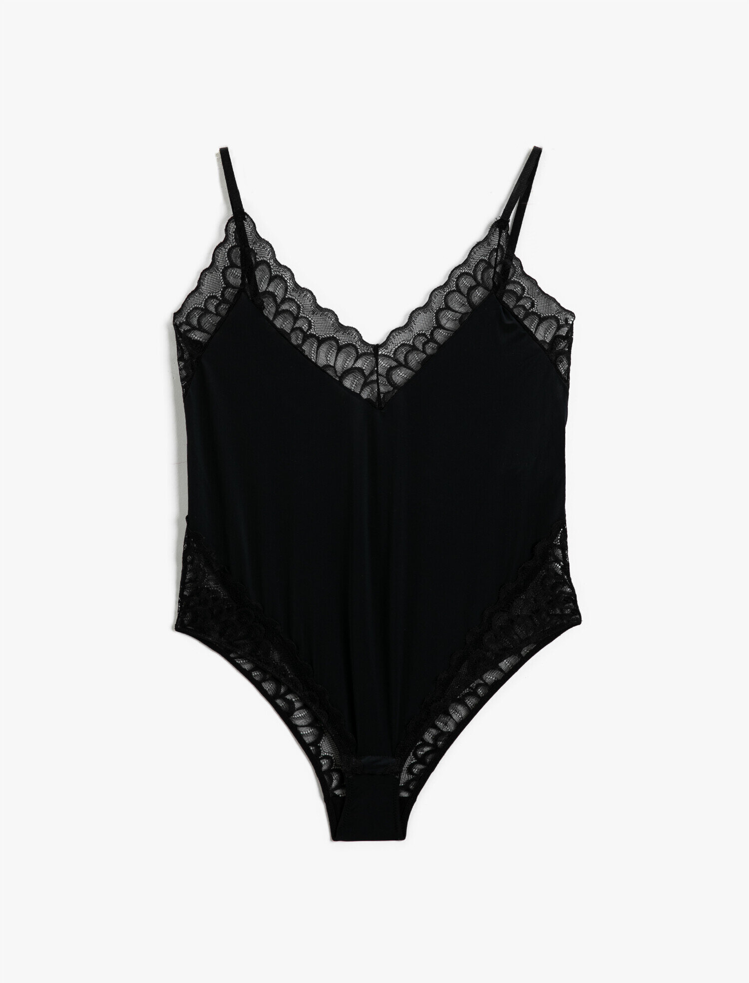 V Yaka Dantelli Bodysuit