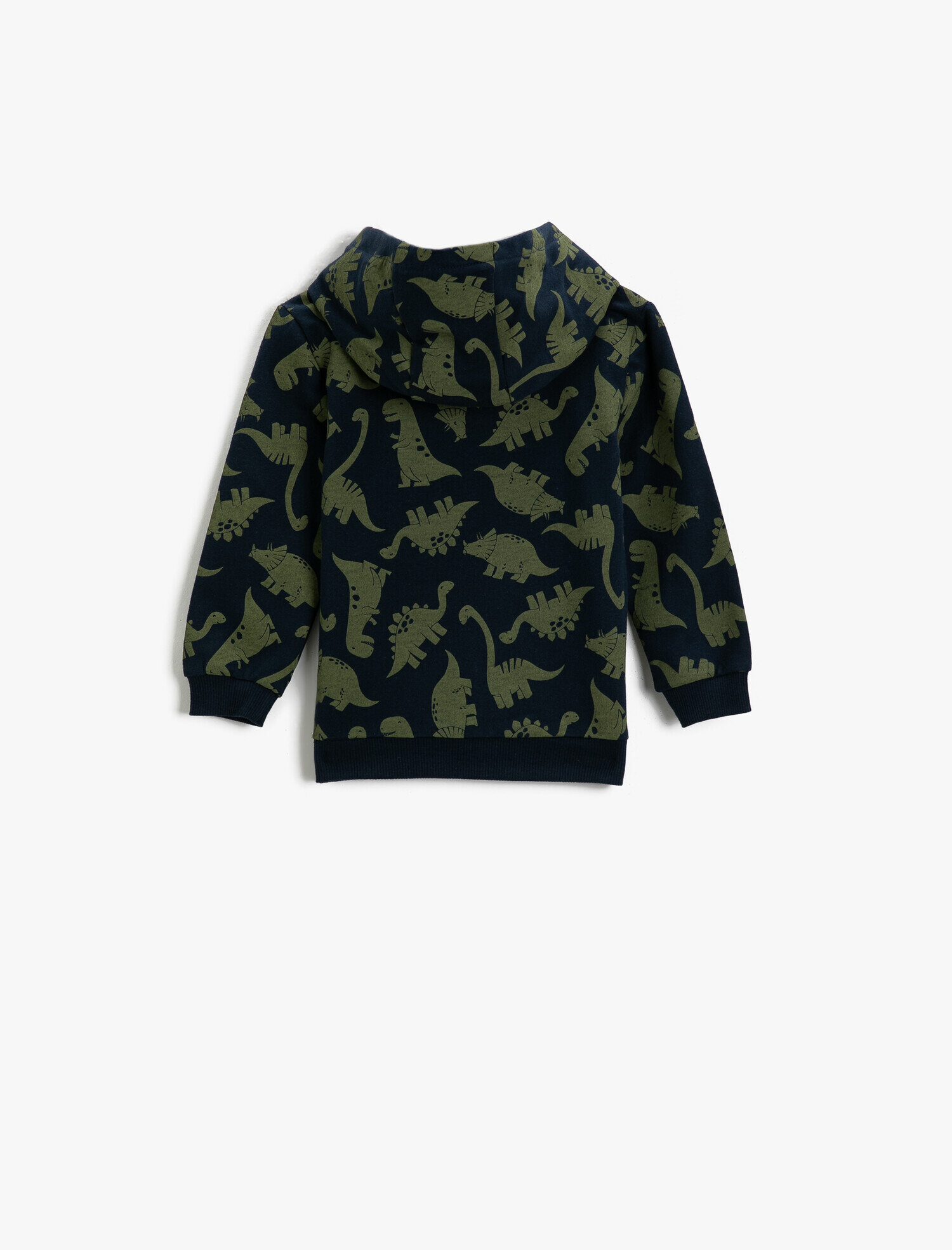  Erkek Bebek Pamuklu Dinozor Baskılı Kapüşonlu Sweatshirt