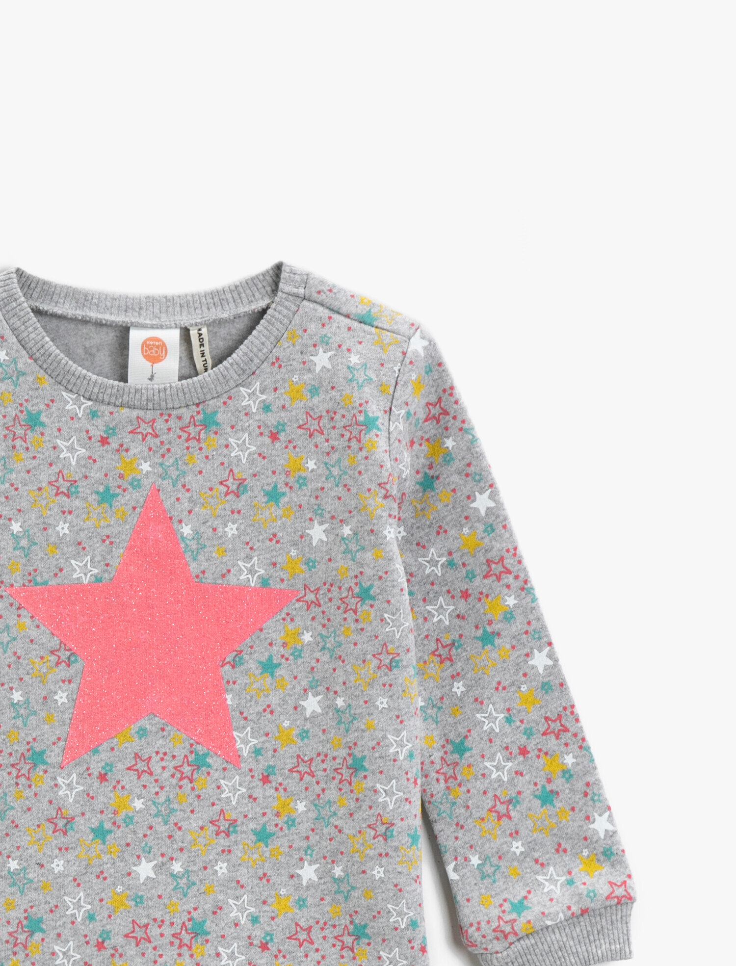  Kız Bebek Baskılı Sweatshirt Yuvaklak Yaka Uzun Kollu