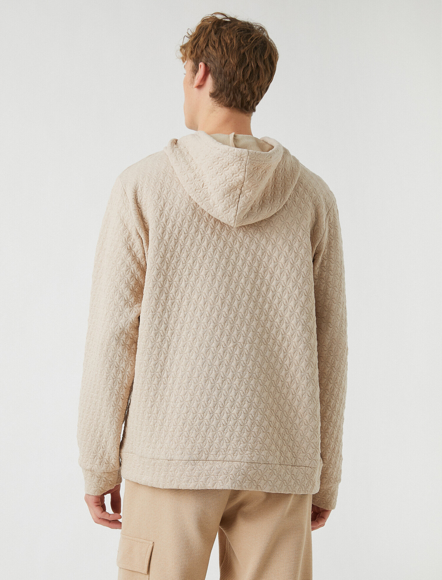   Dokulu Kumaş Kapüşonlu Sweatshirt