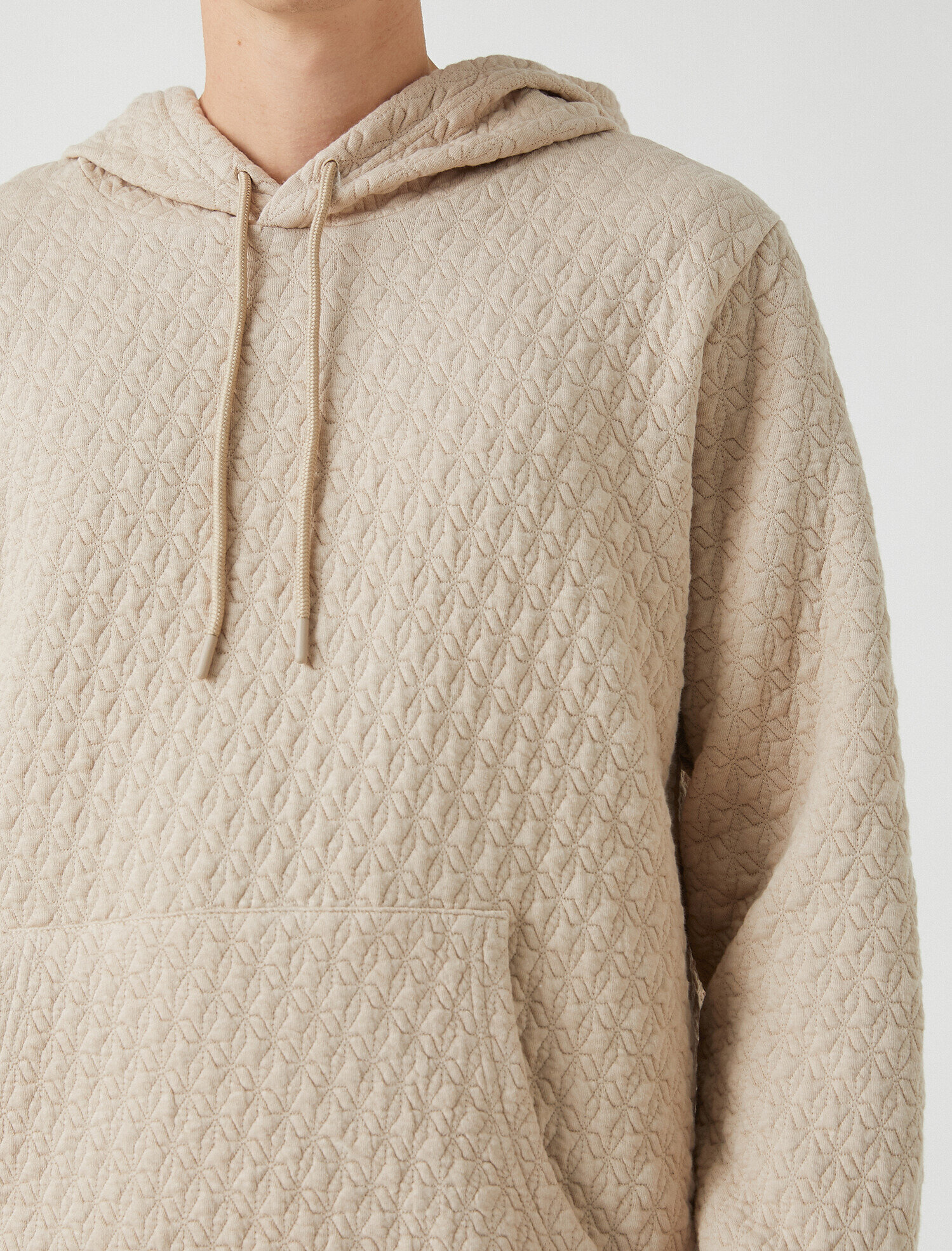   Dokulu Kumaş Kapüşonlu Sweatshirt