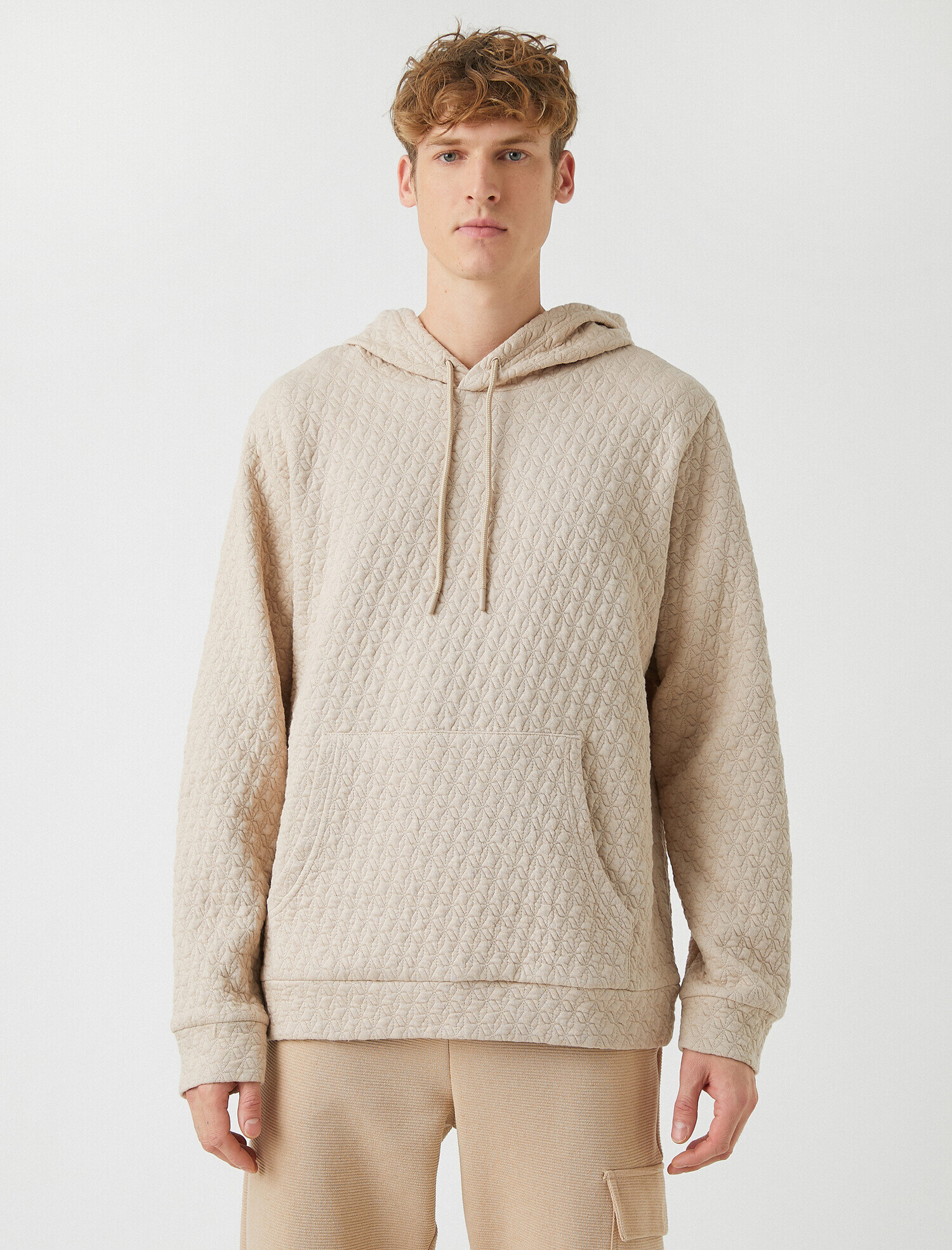   Dokulu Kumaş Kapüşonlu Sweatshirt