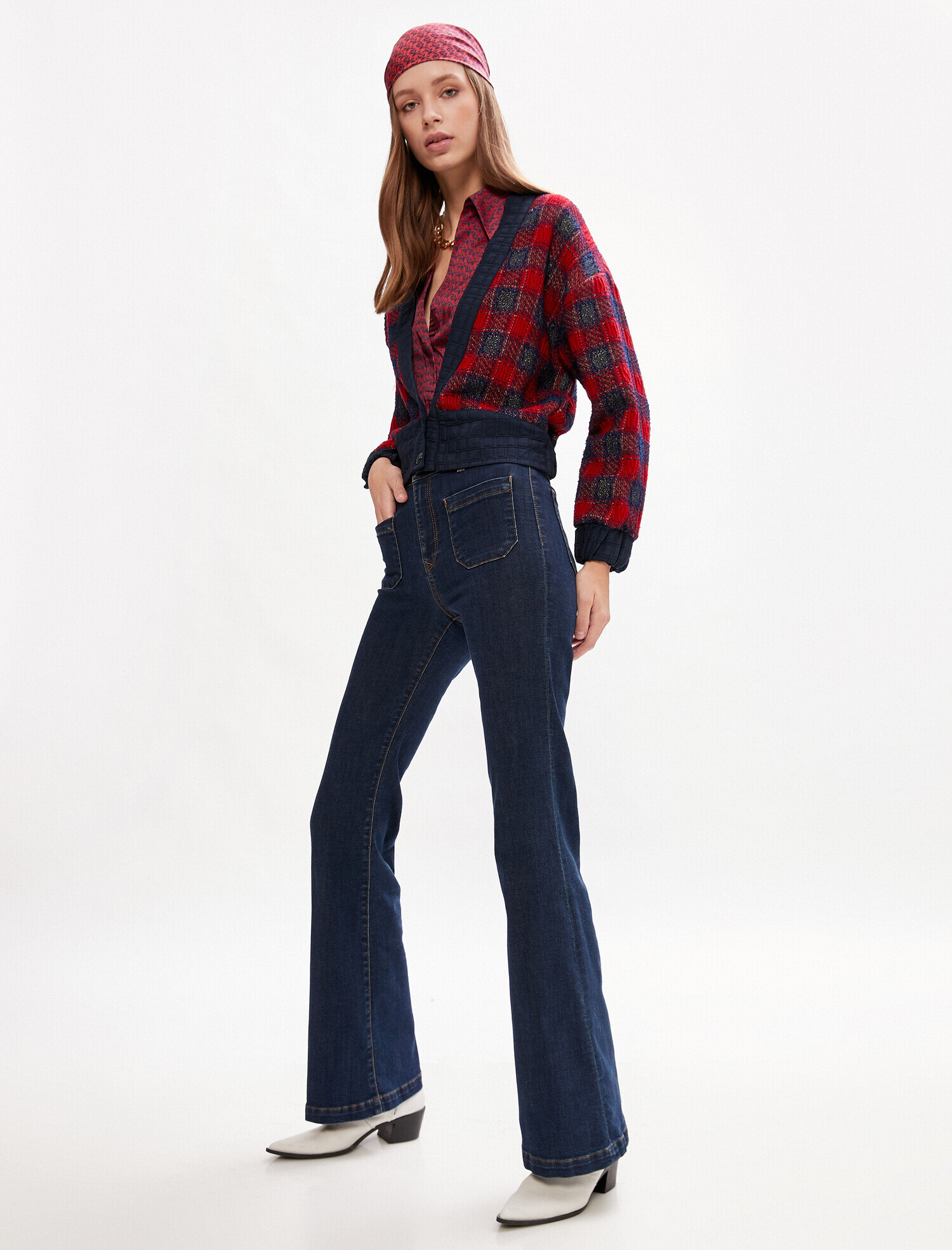   Yüksek Bel İspanyol Paça Kot Pantolon