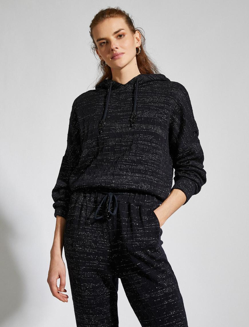   Kapüşonlu Örme Sweatshirt