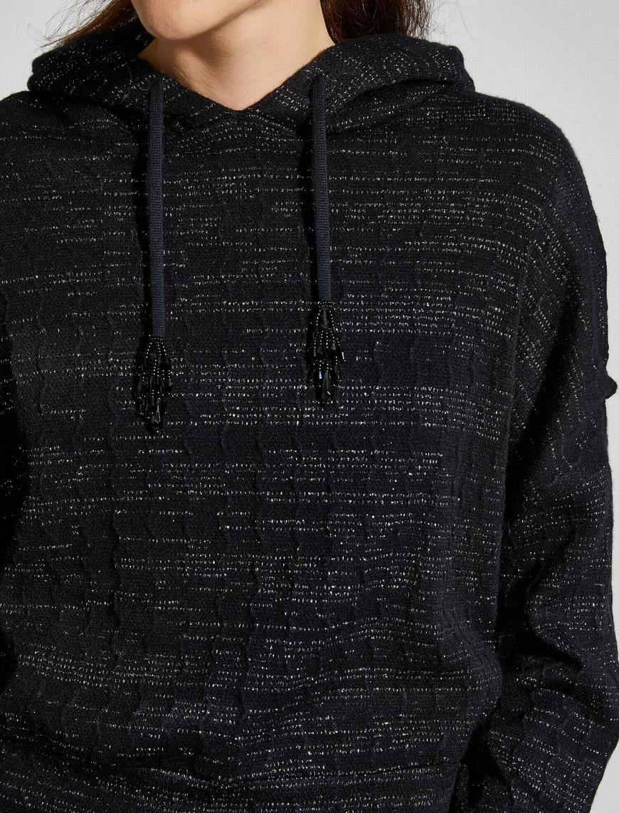   Kapüşonlu Örme Sweatshirt