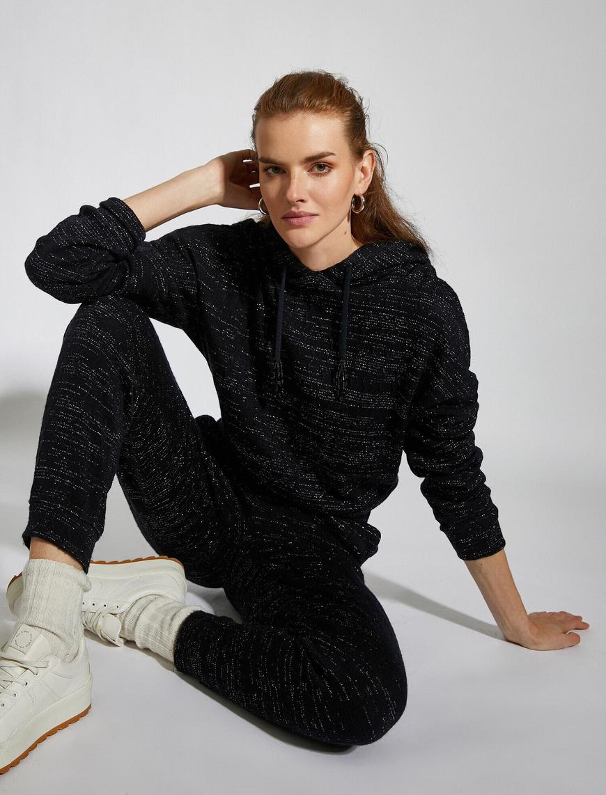   Kapüşonlu Örme Sweatshirt