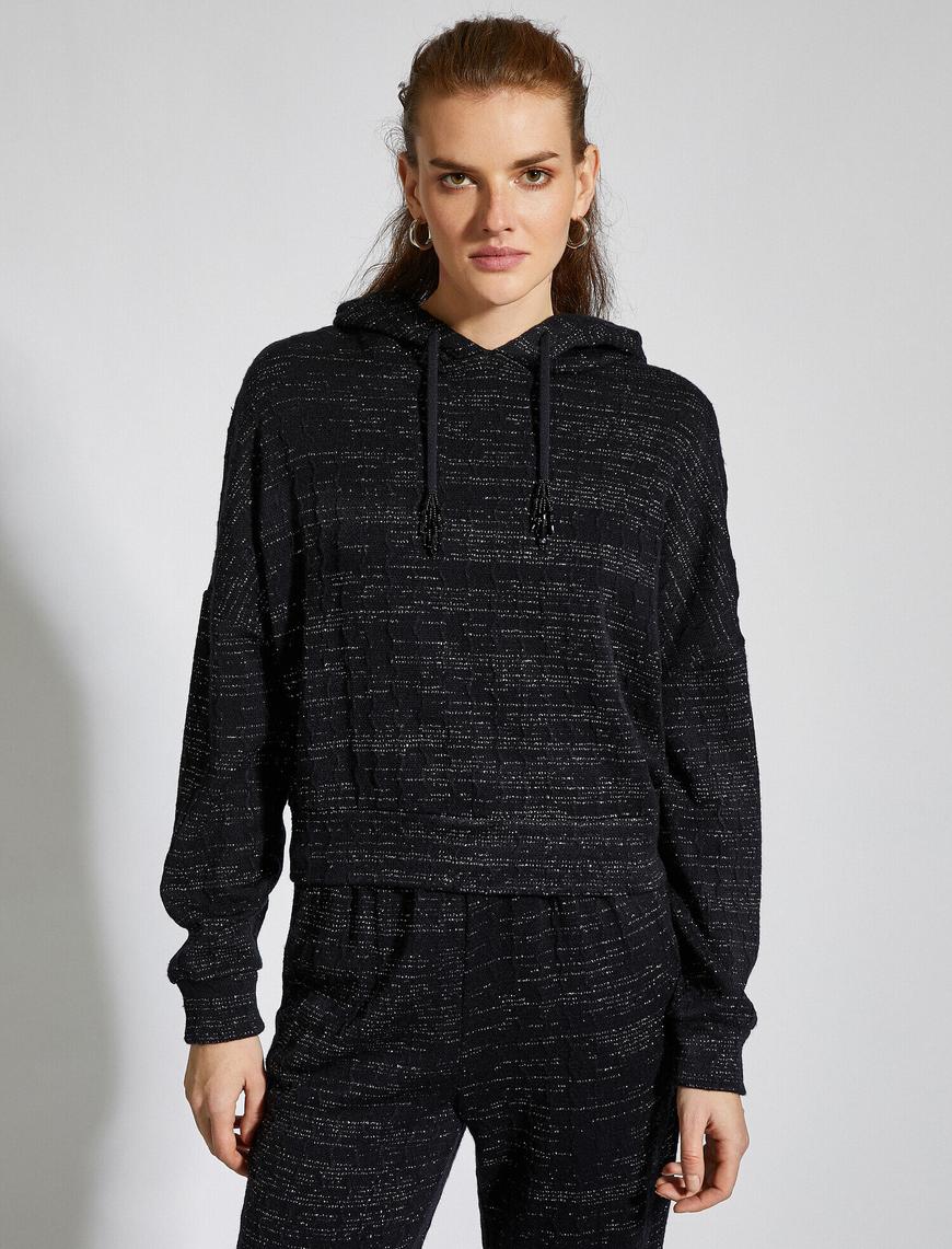   Kapüşonlu Örme Sweatshirt
